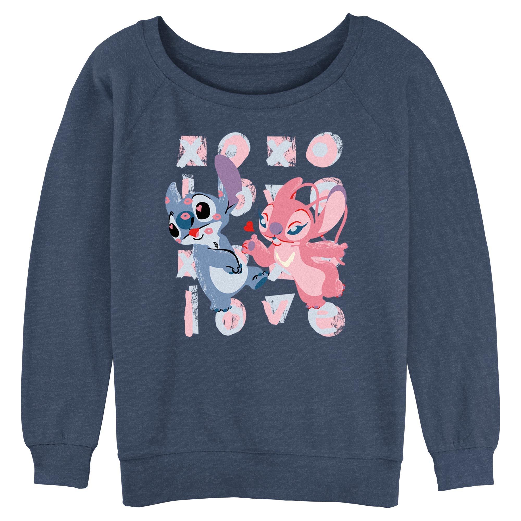 Disney Lilo & Stitch XOXO Love Womens Slouchy Sweatshirt, , hi-res