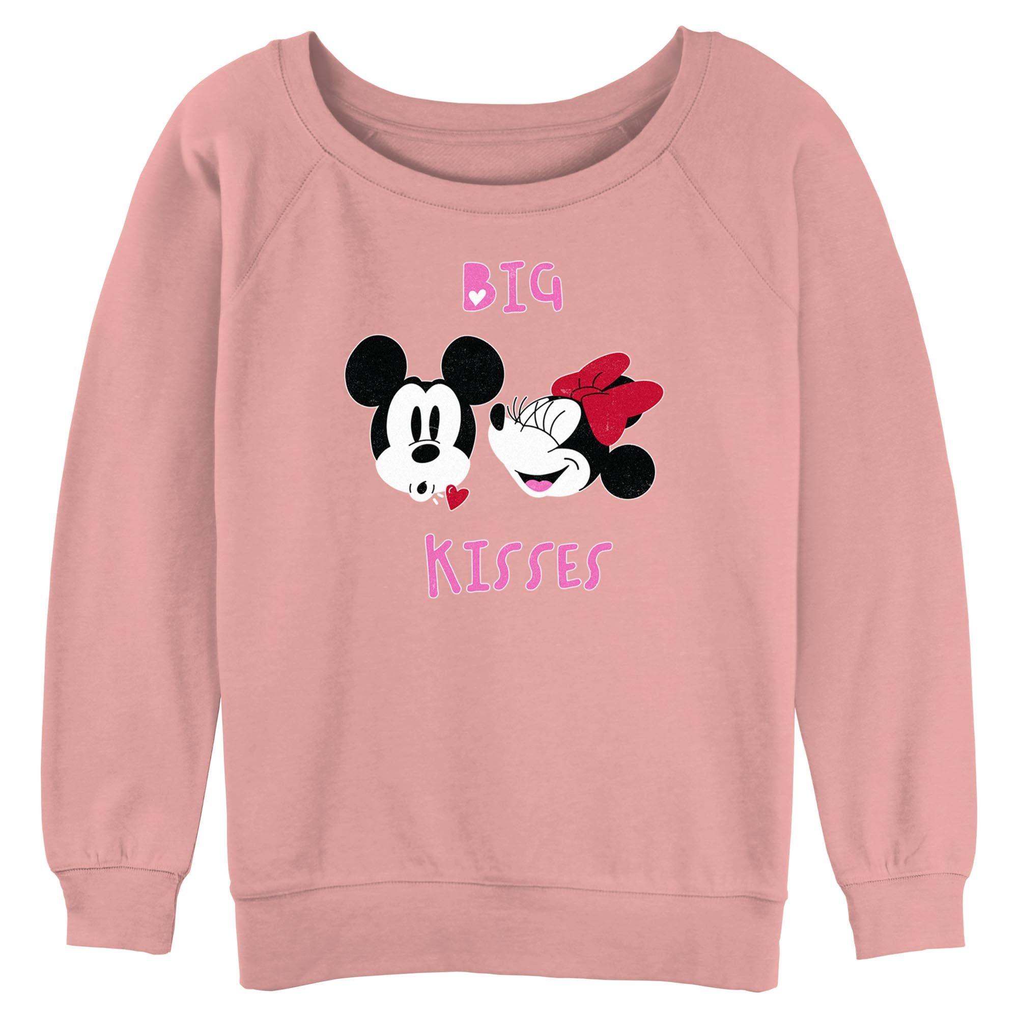 Disney Mickey Mouse and Minnie Mouse Big Kisses Womens Slouchy Sweatshirt, , hi-res