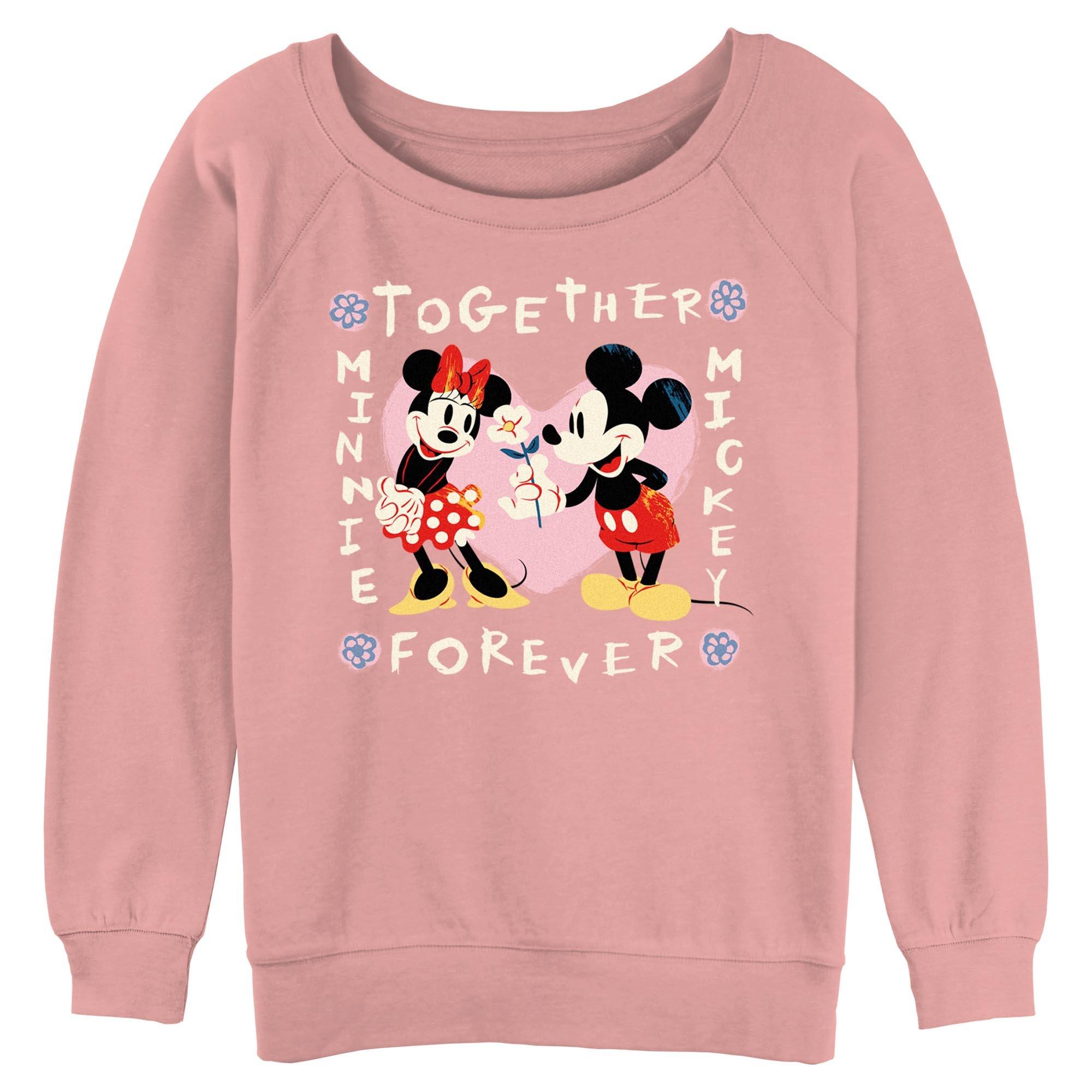 Disney Mickey Mouse and Minnie Mouse Together Forever Womens Slouchy Sweatshirt, , hi-res