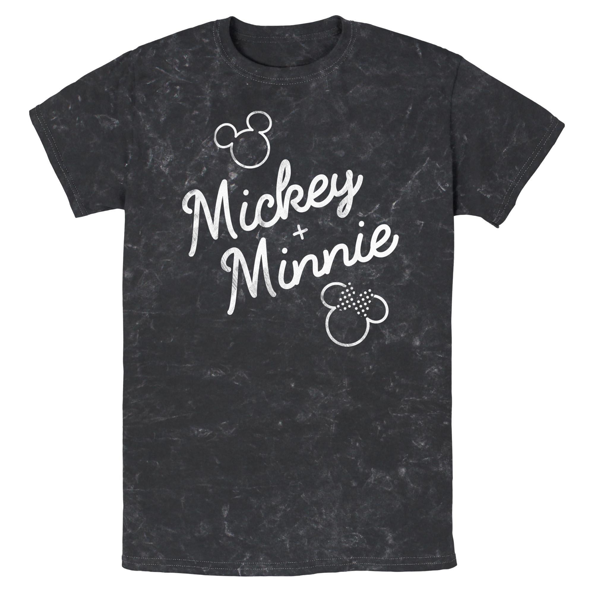 Disney Mickey Mouse and Minnie Mouse Name Duo Mineral Wash T-Shirt, BLACK, hi-res