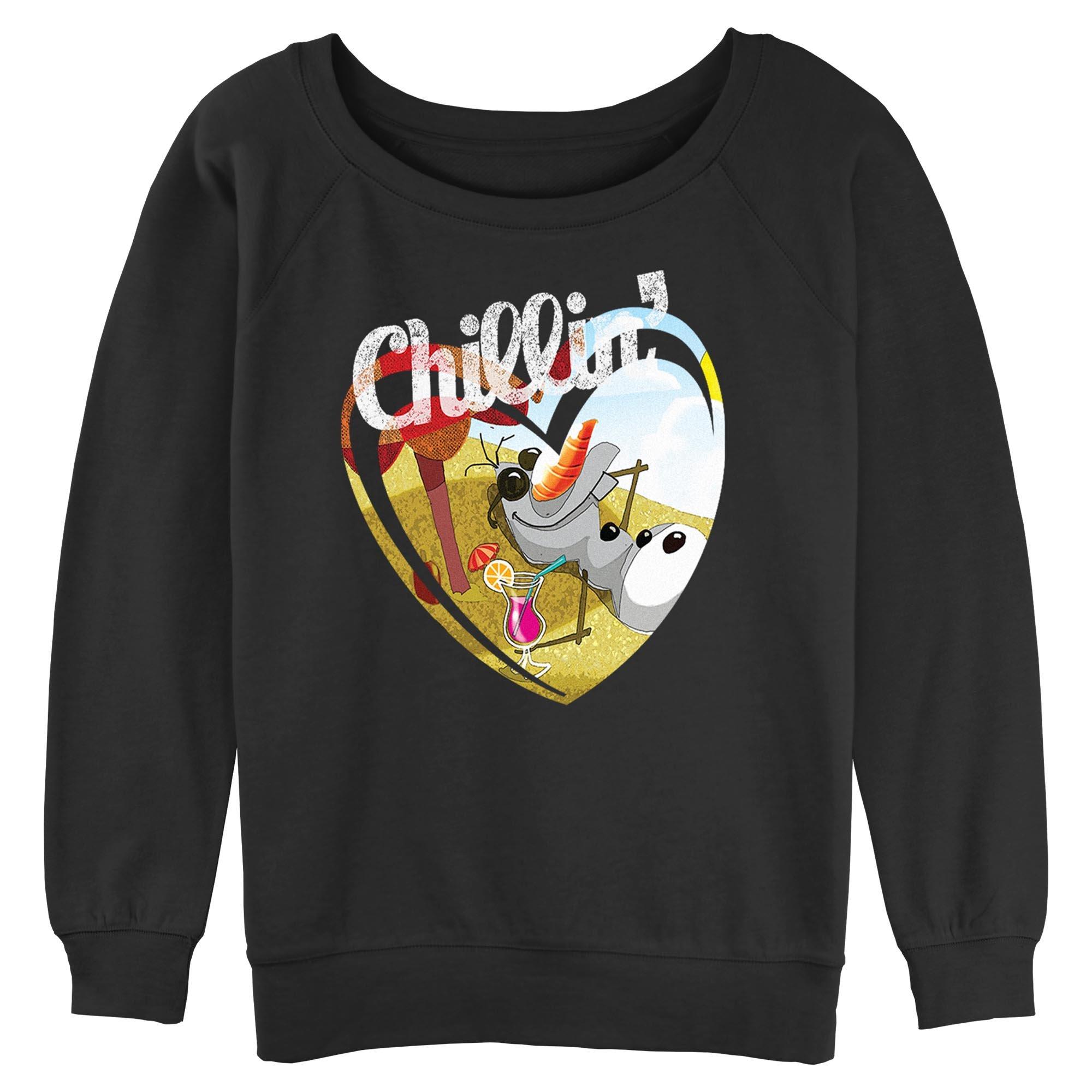 Disney Frozen Chillin Olaf Heart Womens Slouchy Sweatshirt 