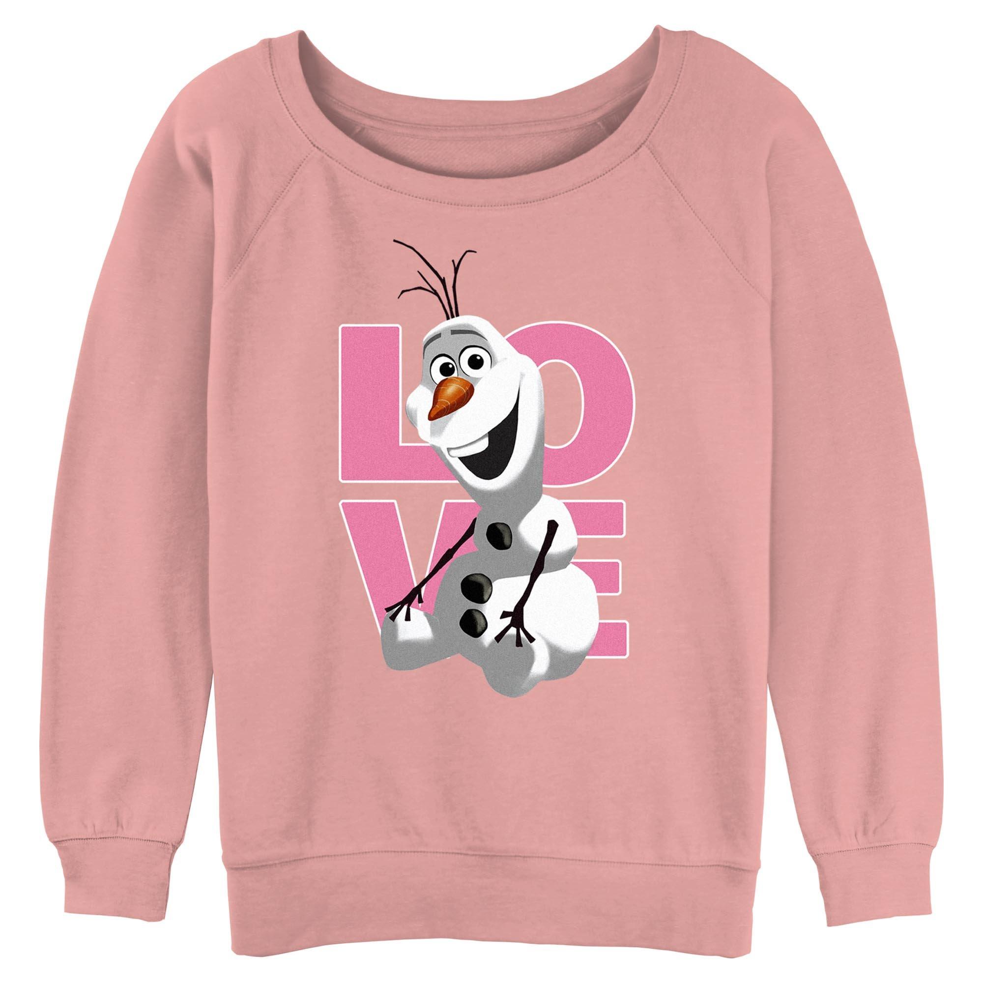 Disney Frozen Love Olaf Womens Slouchy Sweatshirt, DESERTPNK, hi-res