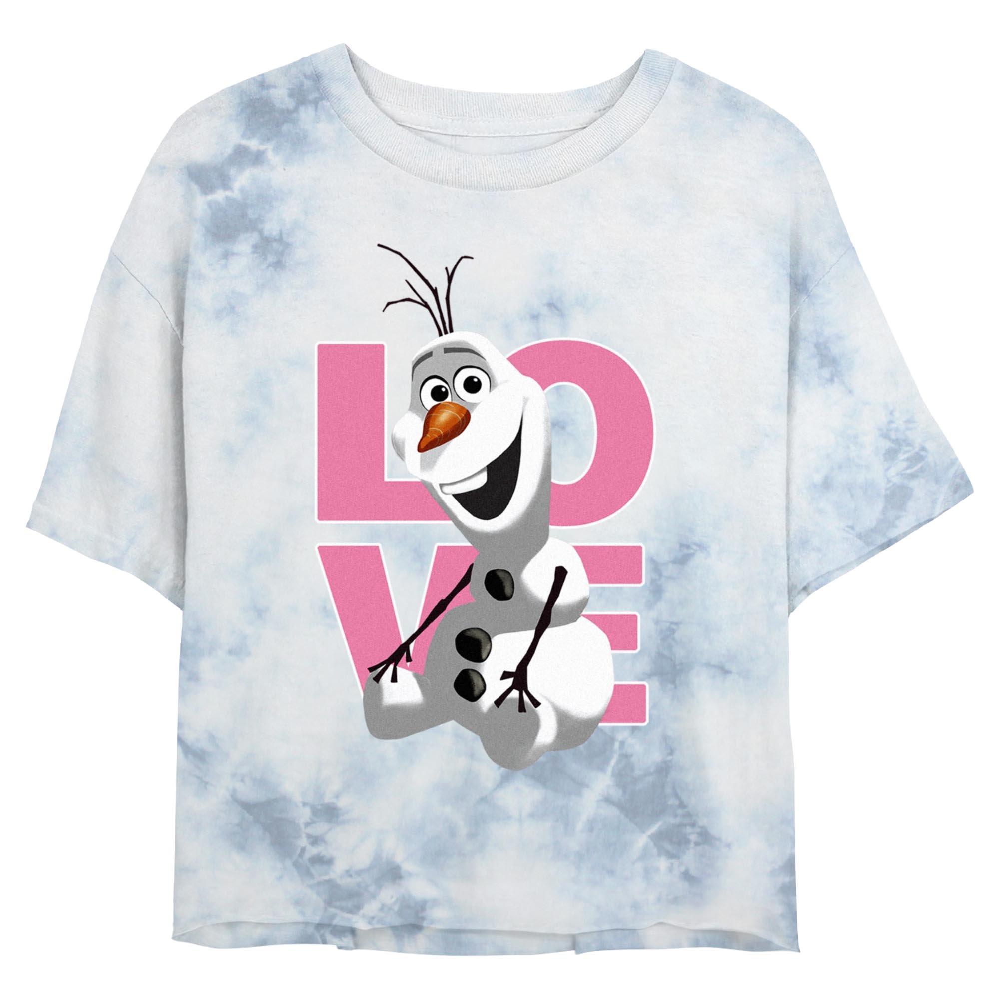 Disney Frozen Love Olaf Tie Dye Crop Womens T-Shirt, WHITEBLUE, hi-res