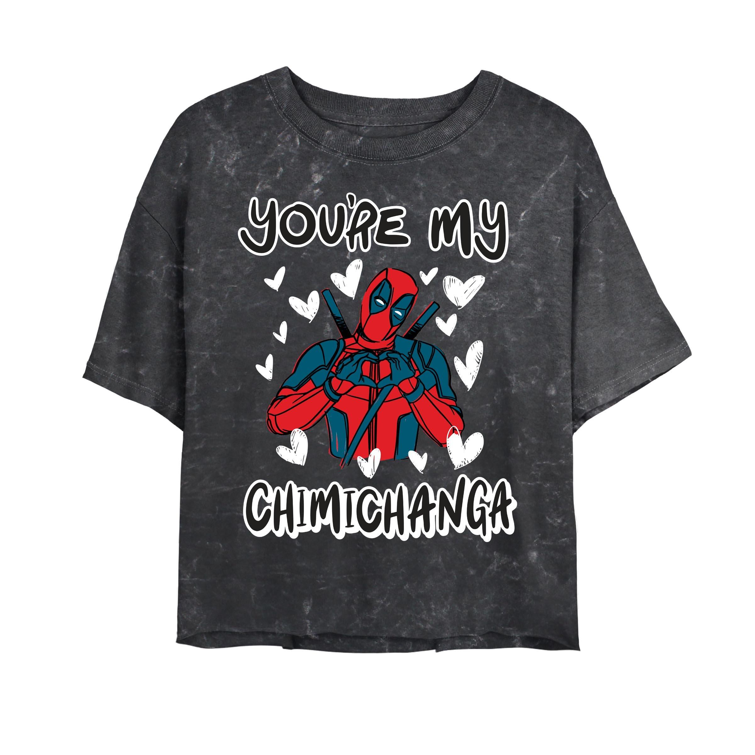 Marvel Deadpool Youre My Chimichanga Mineral Wash Womens Crop T-Shirt, BLACK, hi-res