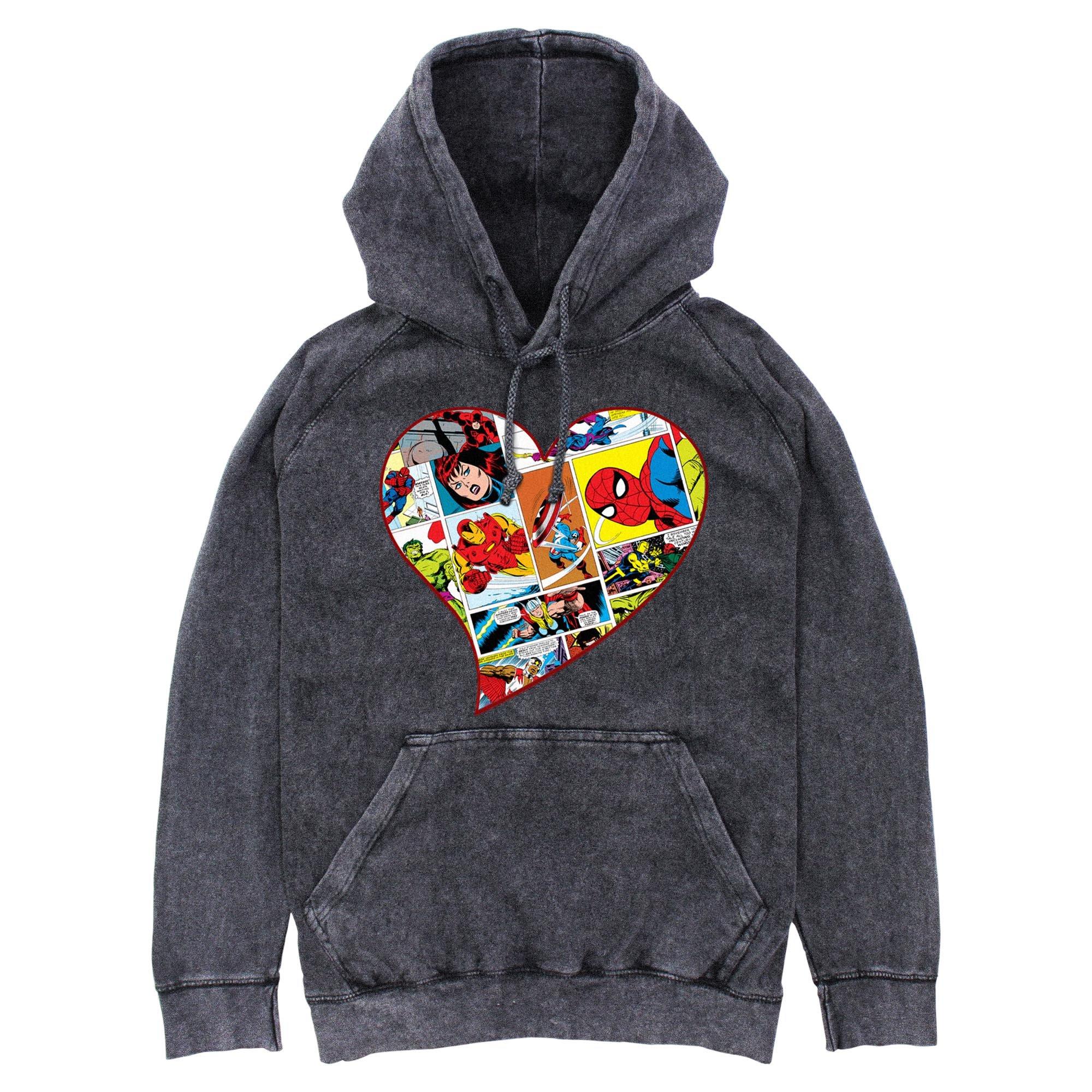 Marvel Avengers Comic Heart Mineral Wash Hoodie, , hi-res