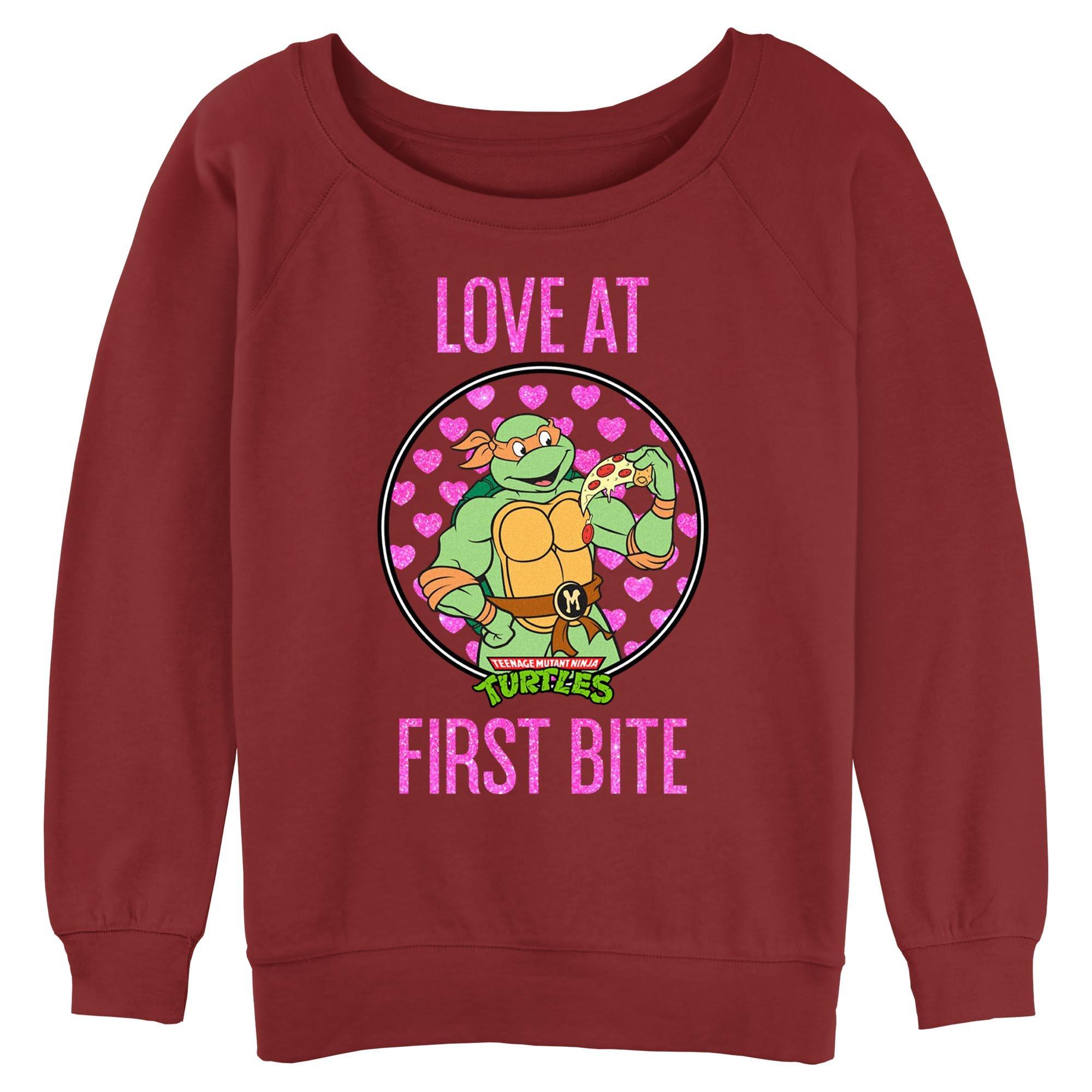 Teenage Mutant Ninja Turtles Love At First Bite Womens Slouchy Sweatshirt 