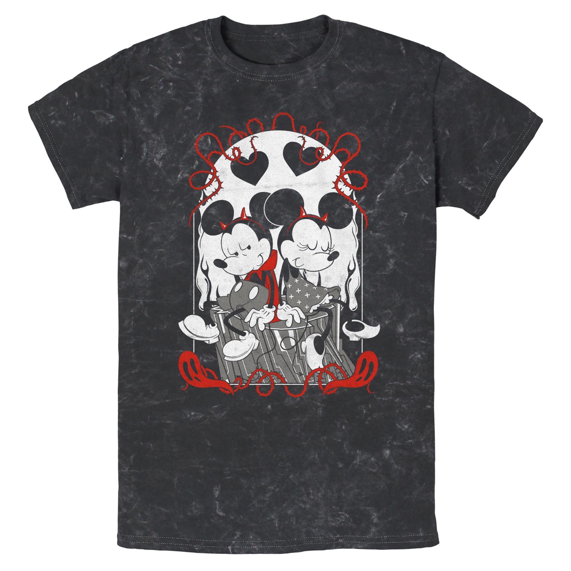 Disney Mickey Mouse and Minnie Mouse Devilish Plans Mineral Wash T-Shirt, BLACK, hi-res