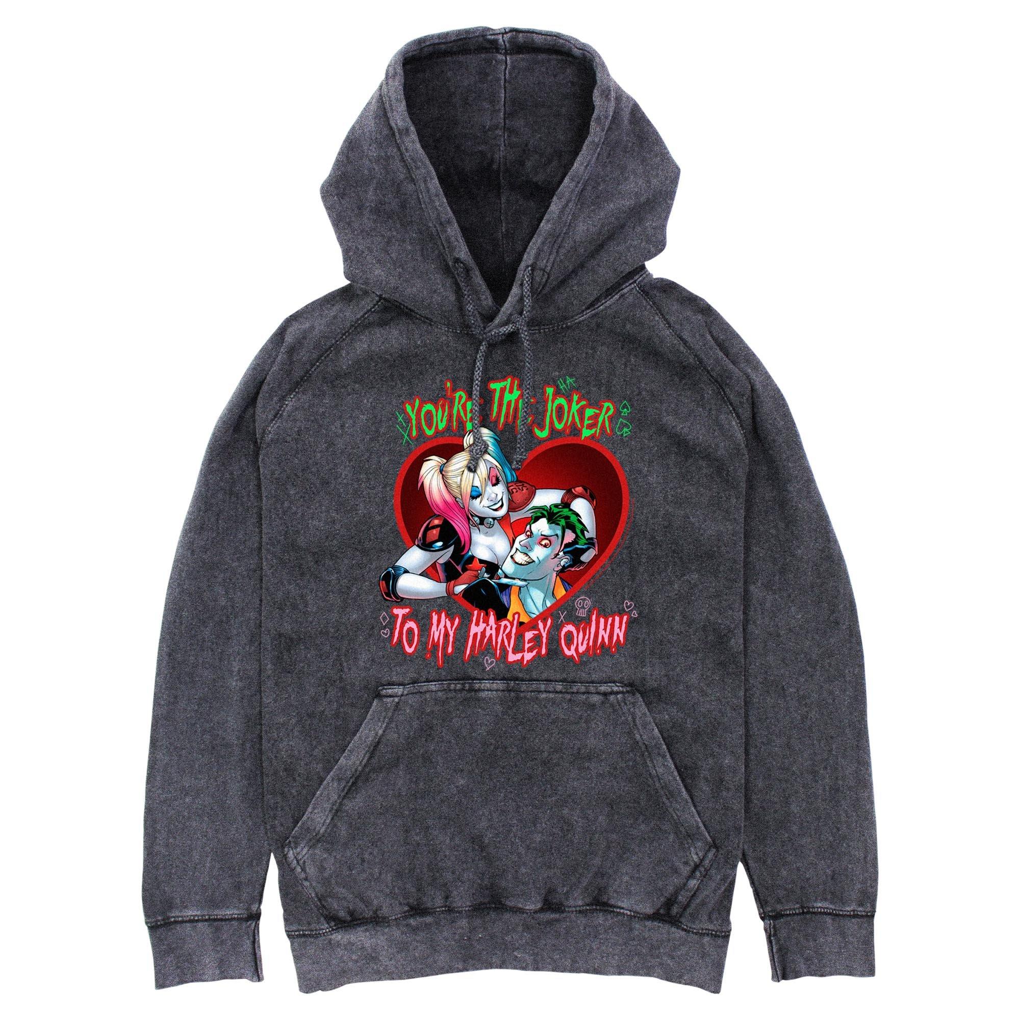 DC Comics Batman Youre The Joker To My Harley Quinn Mineral Wash Hoodie, BLACK, hi-res