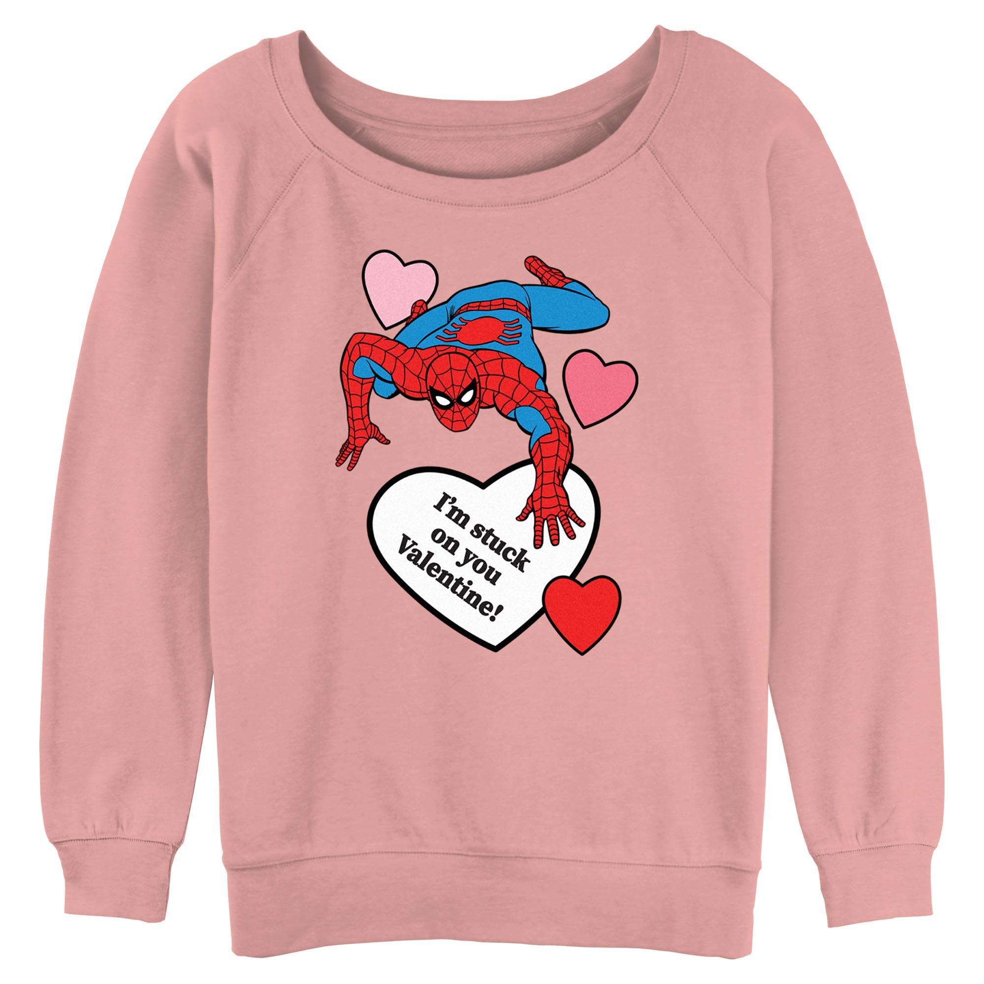 Marvel Spider-Man I'm Stuck On You Valentine Womens Slouchy Sweatshirt, , hi-res