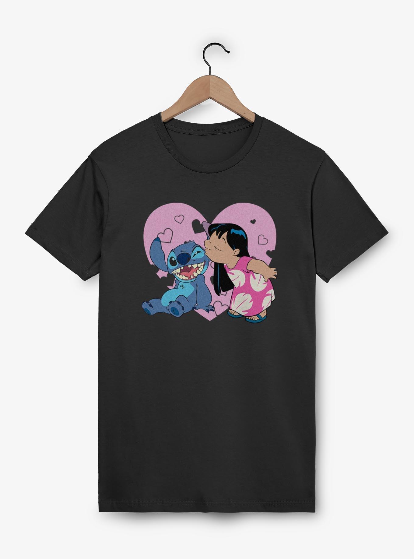 Disney Lilo & Stitch Heart Kisses T-Shirt, BLACK, hi-res