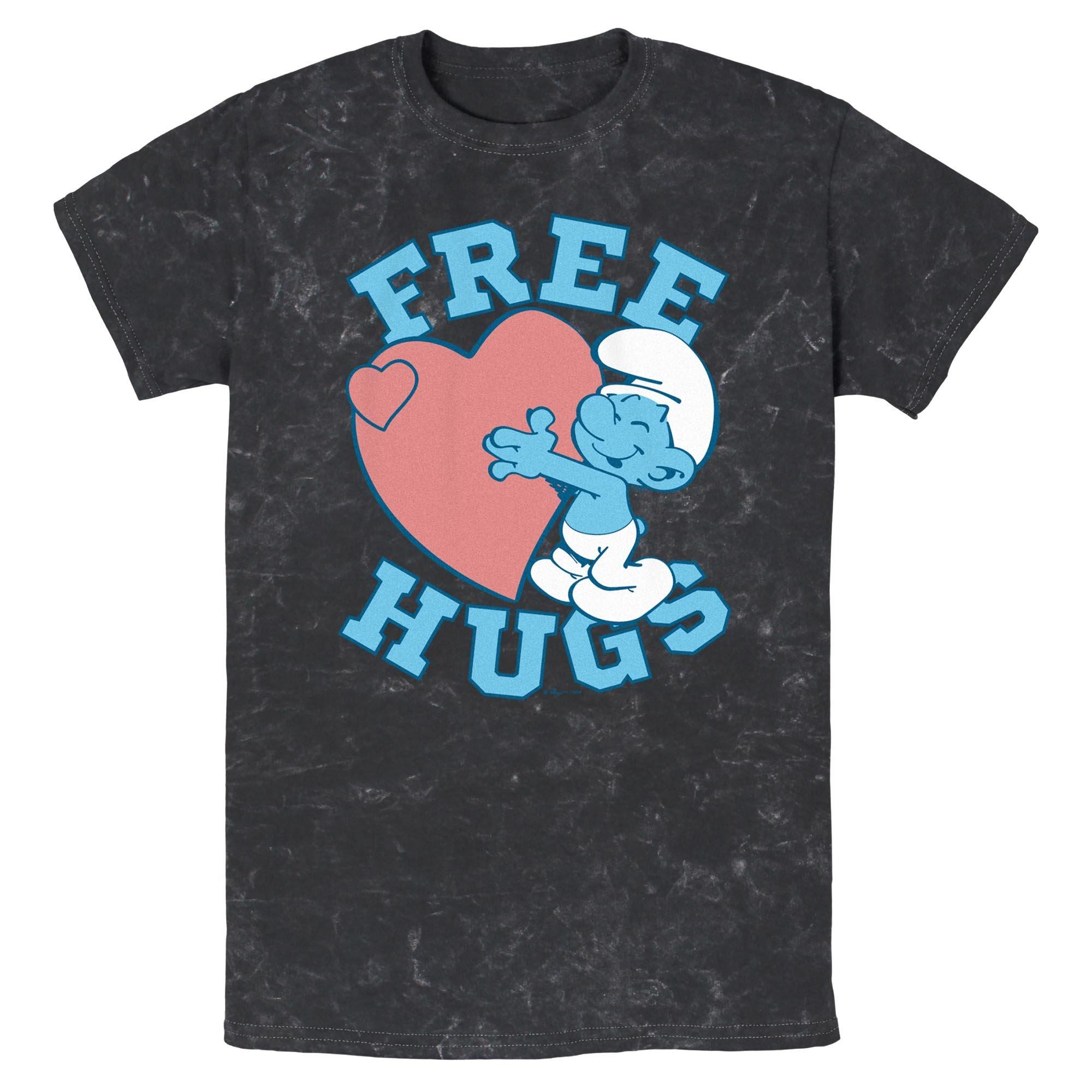 The Smurfs Free Hugs Mineral Wash T-Shirt, BLACK, hi-res