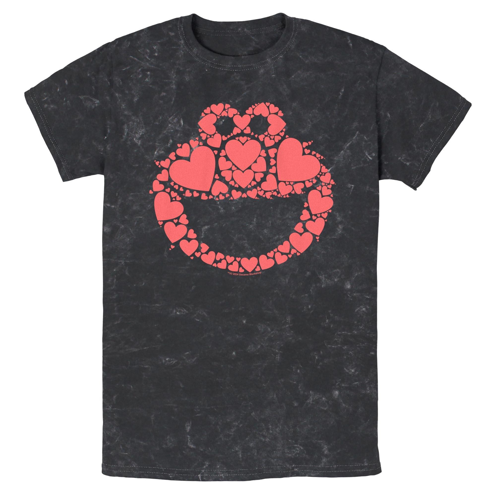 Sesame Street Heart Elmo Face Mineral Wash T-Shirt, , hi-res