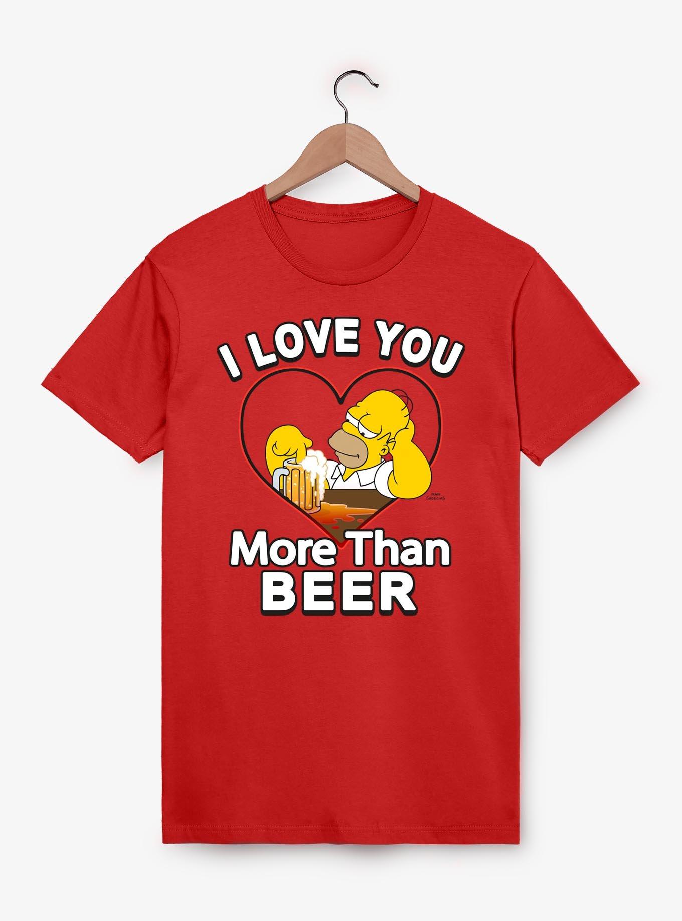 The Simpsons I Love You More Than Beer T-Shirt, RED, hi-res