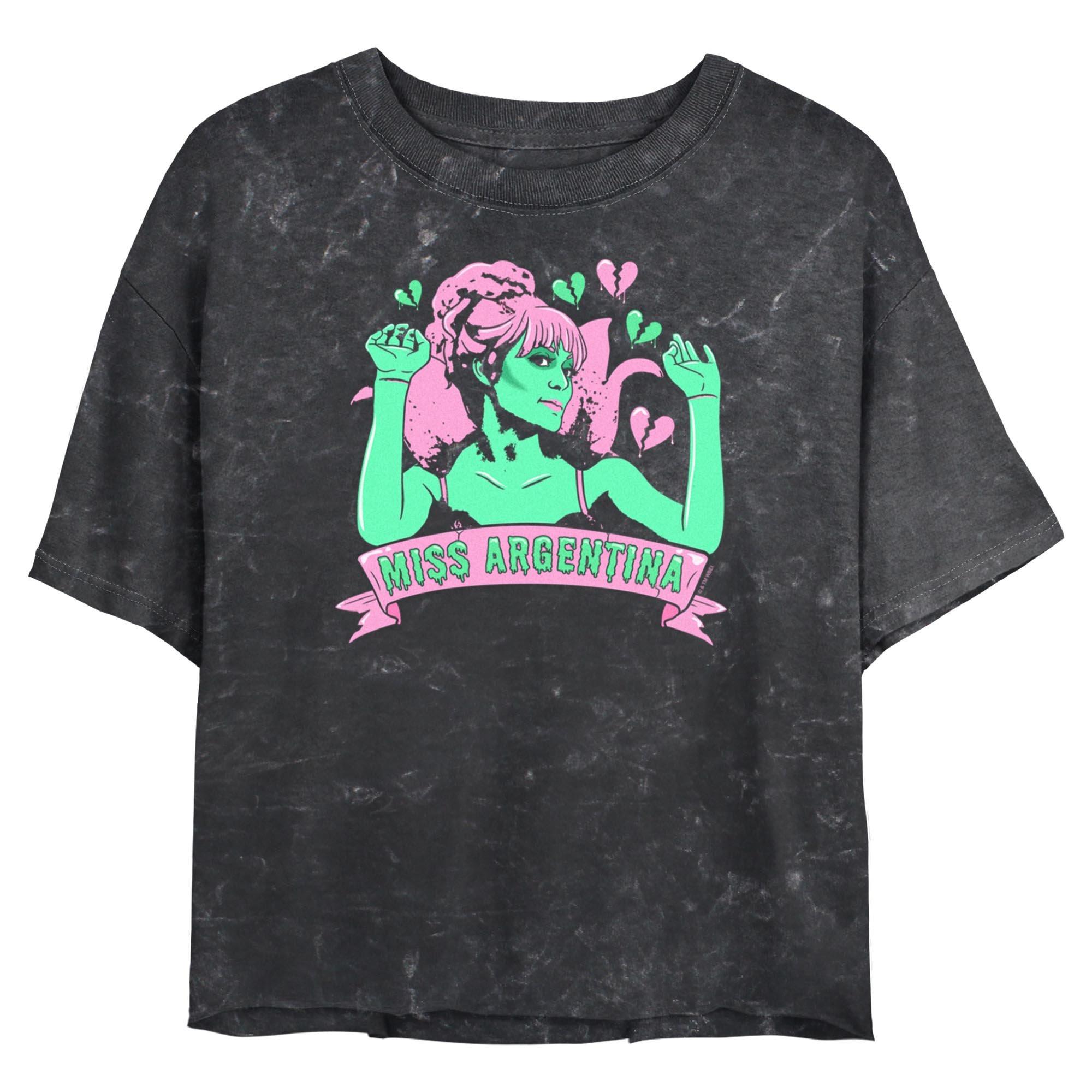 Beetlejuice Miss Argentina Hearts Mineral Wash Womens Crop T-Shirt, , hi-res