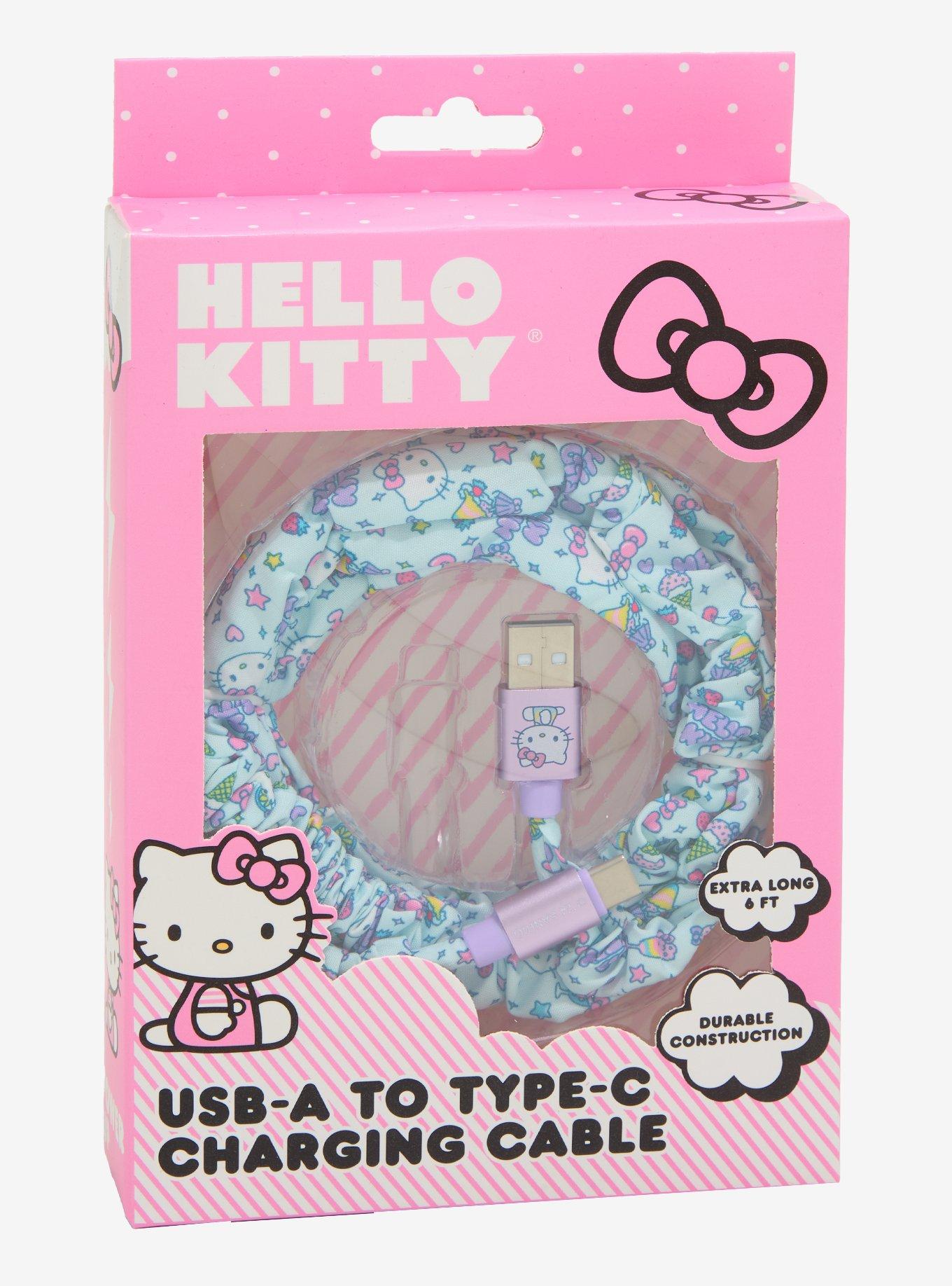 Hello Kitty Scrunchie USB-C To USB-A Charging Cable | Hot Topic