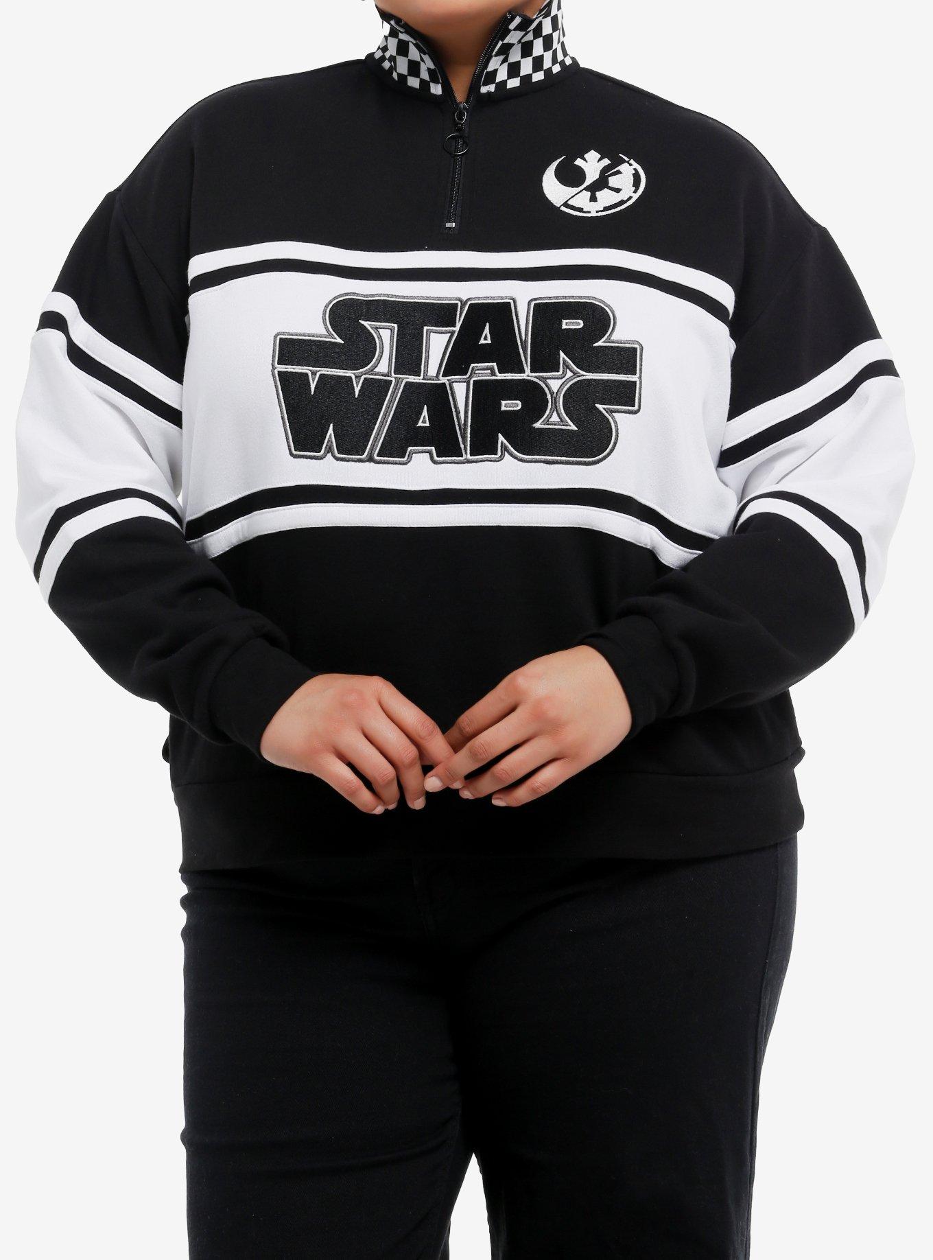 Her Universe Star Wars Logo Color-Block Quarter Zip Sweatshirt Plus Size Her Universe Exclusive, , hi-res