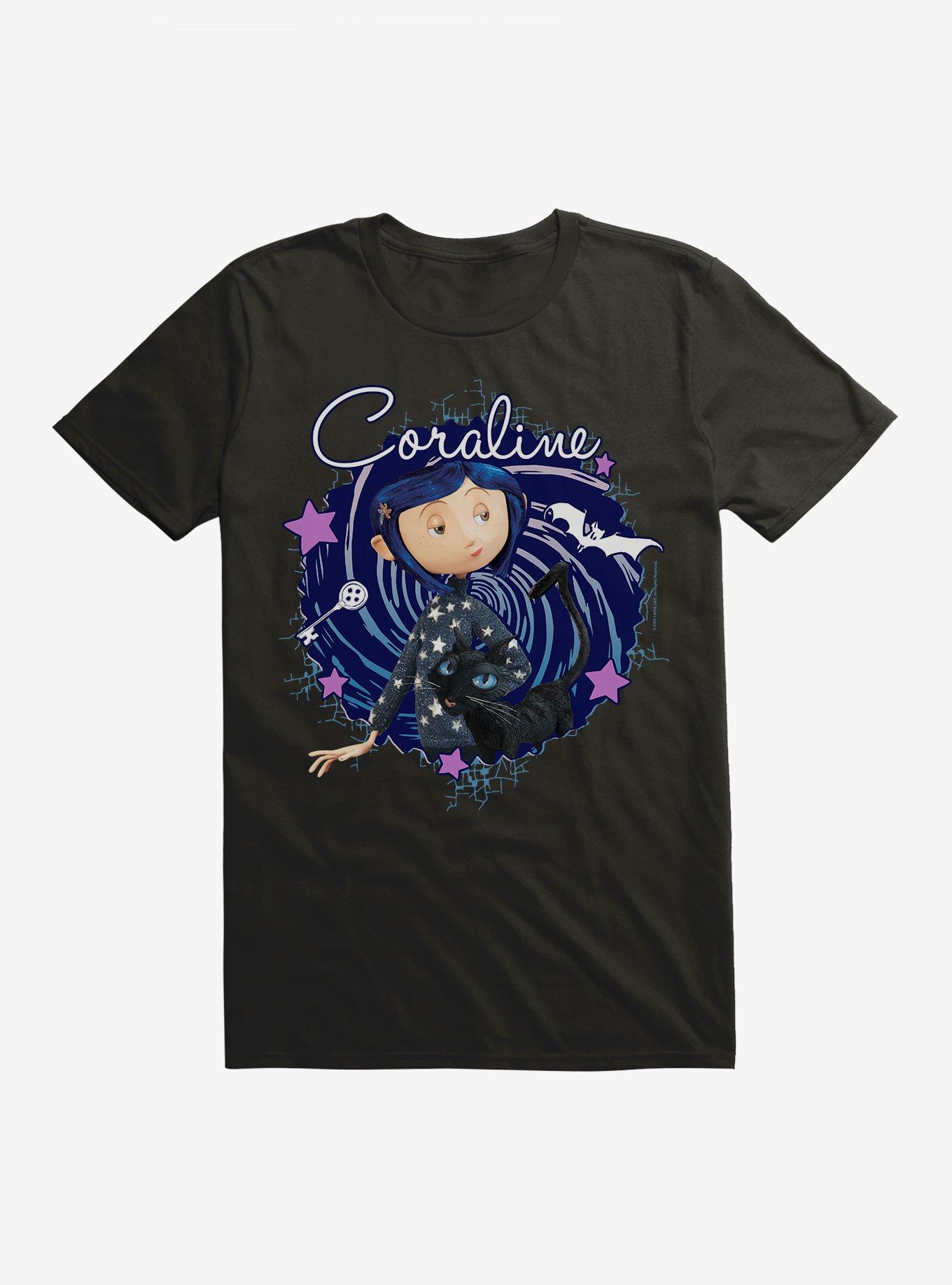 Coraline The Cat Swirl And Stars Extra Soft T-Shirt, , hi-res