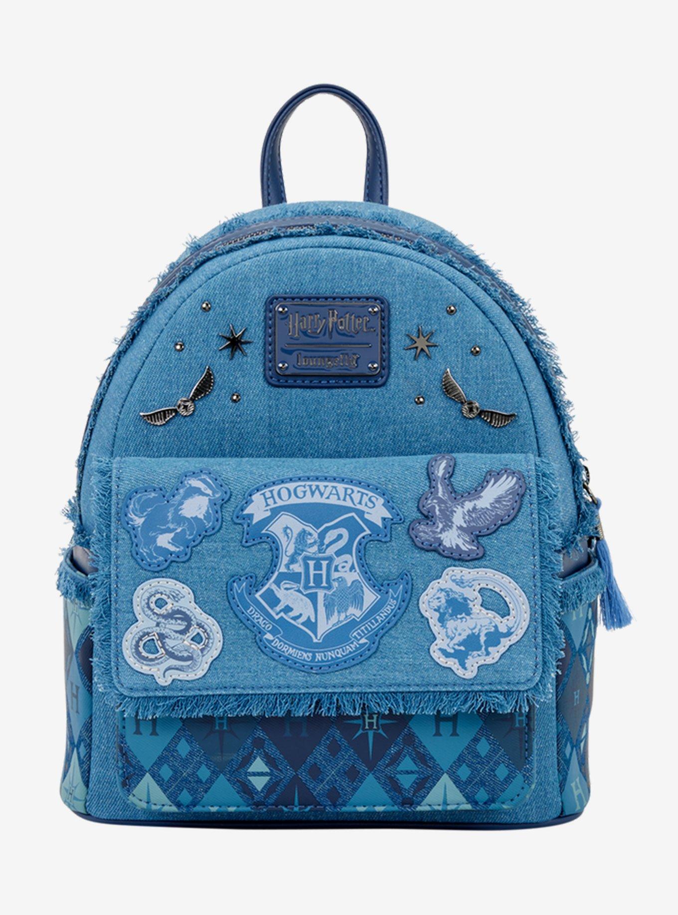 Loungefly Harry Potter Denim Hogwarts Patches Mini Backpack, , hi-res