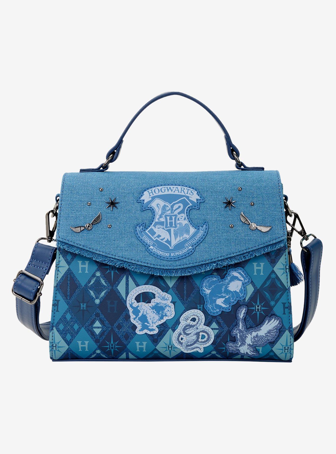 Loungefly Harry Potter Denim Hogwarts Patches Crossbody Bag, , hi-res