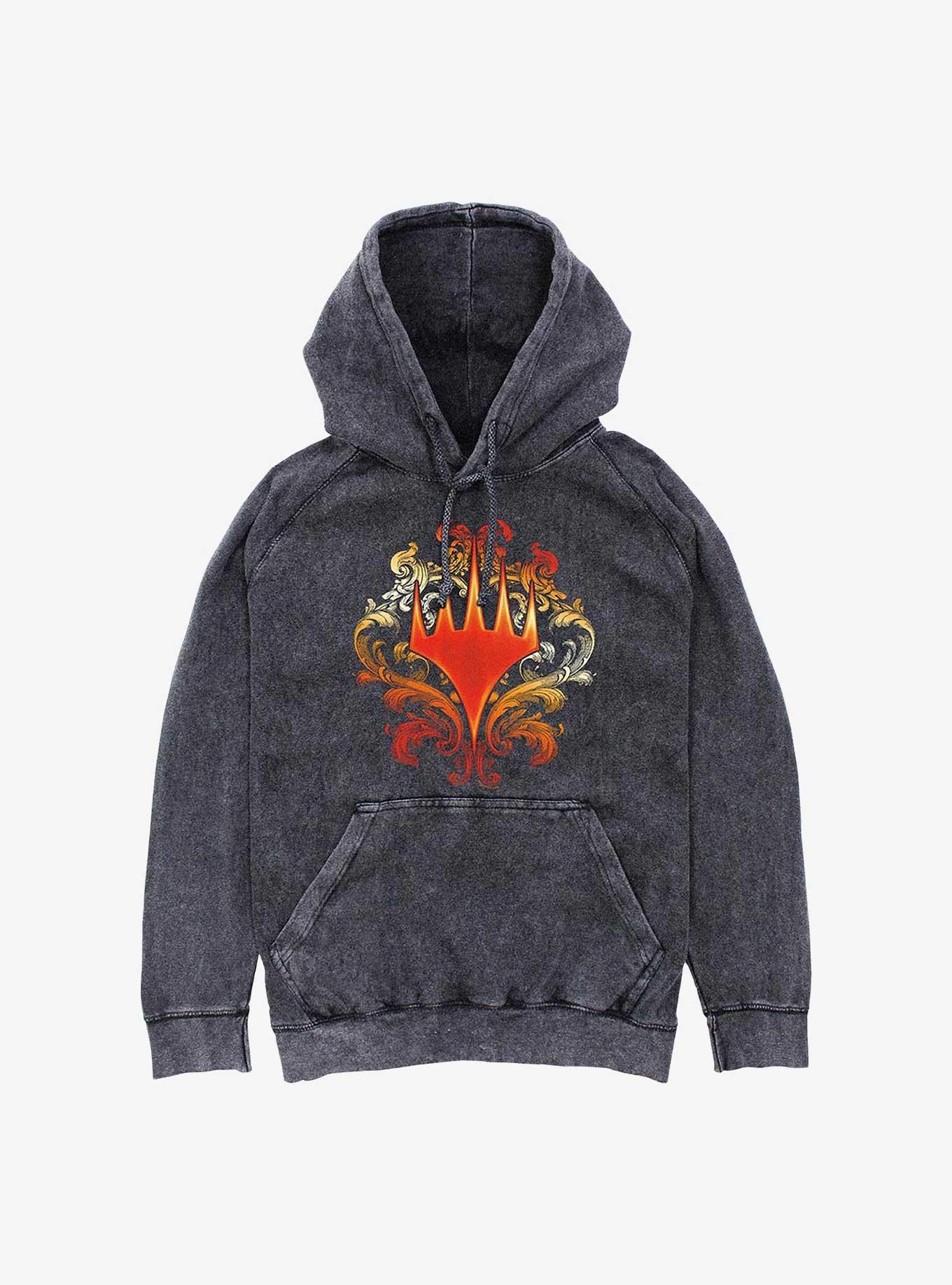 Magic: The Gathering Decorative Planeswalker Symbol Mineral Wash Hoodie, BLACK, hi-res