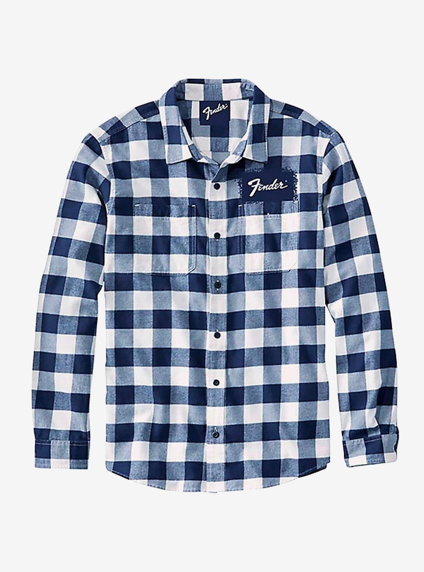Fender Blue Long Sleeve Flannel | Hot Topic