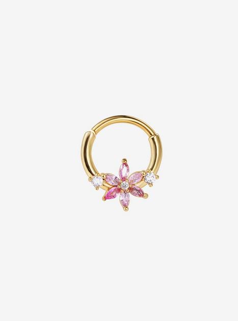 Steel Pink Flower Hinged Clicker | Hot Topic