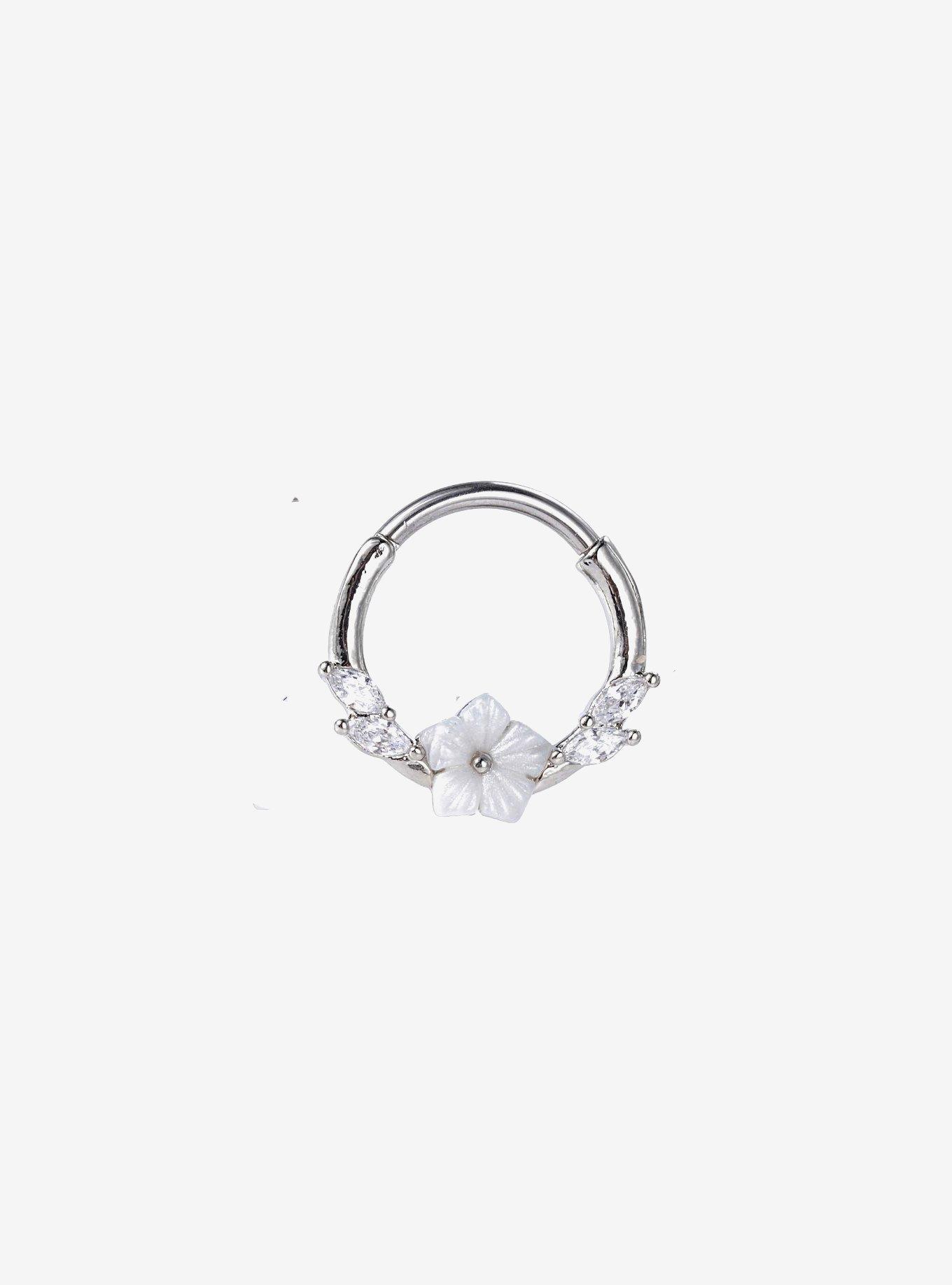 Steel White Flower Hinged Clicker, , hi-res