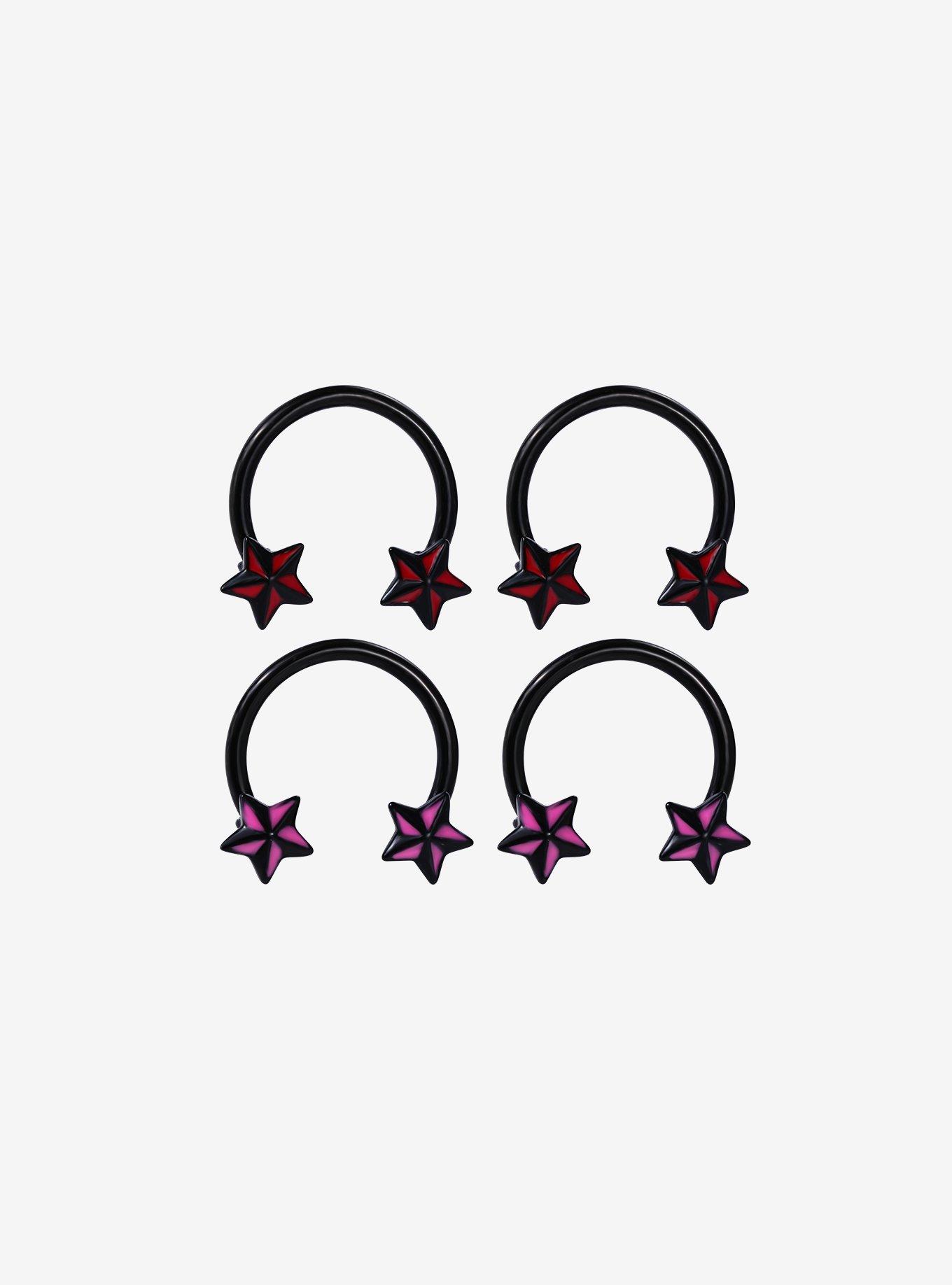 Steel Pink & Red Nautical Star Circular Barbell 4 Pack, , hi-res