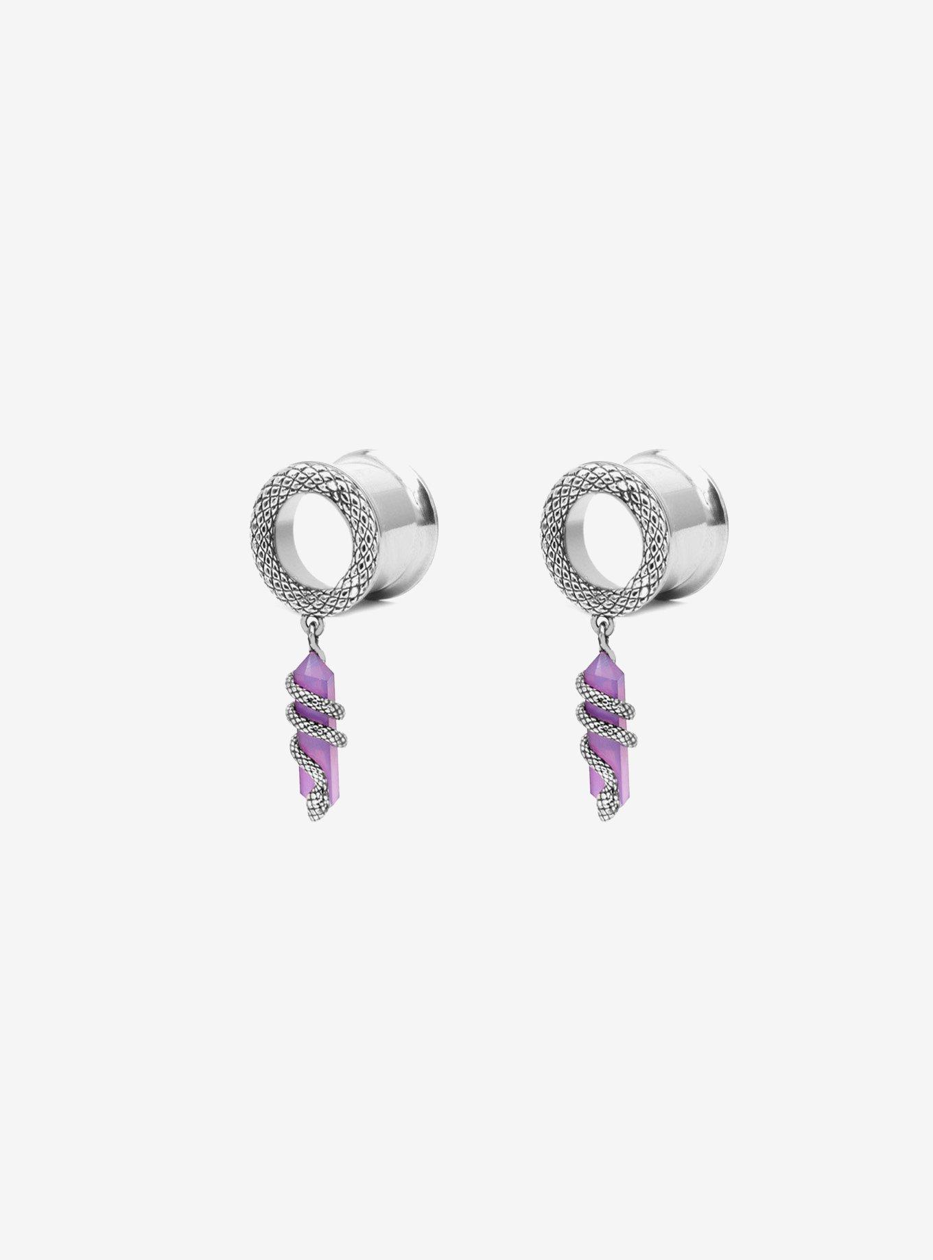 Steel Amethyst Snake Eyelet Plug 2 Pack, , hi-res