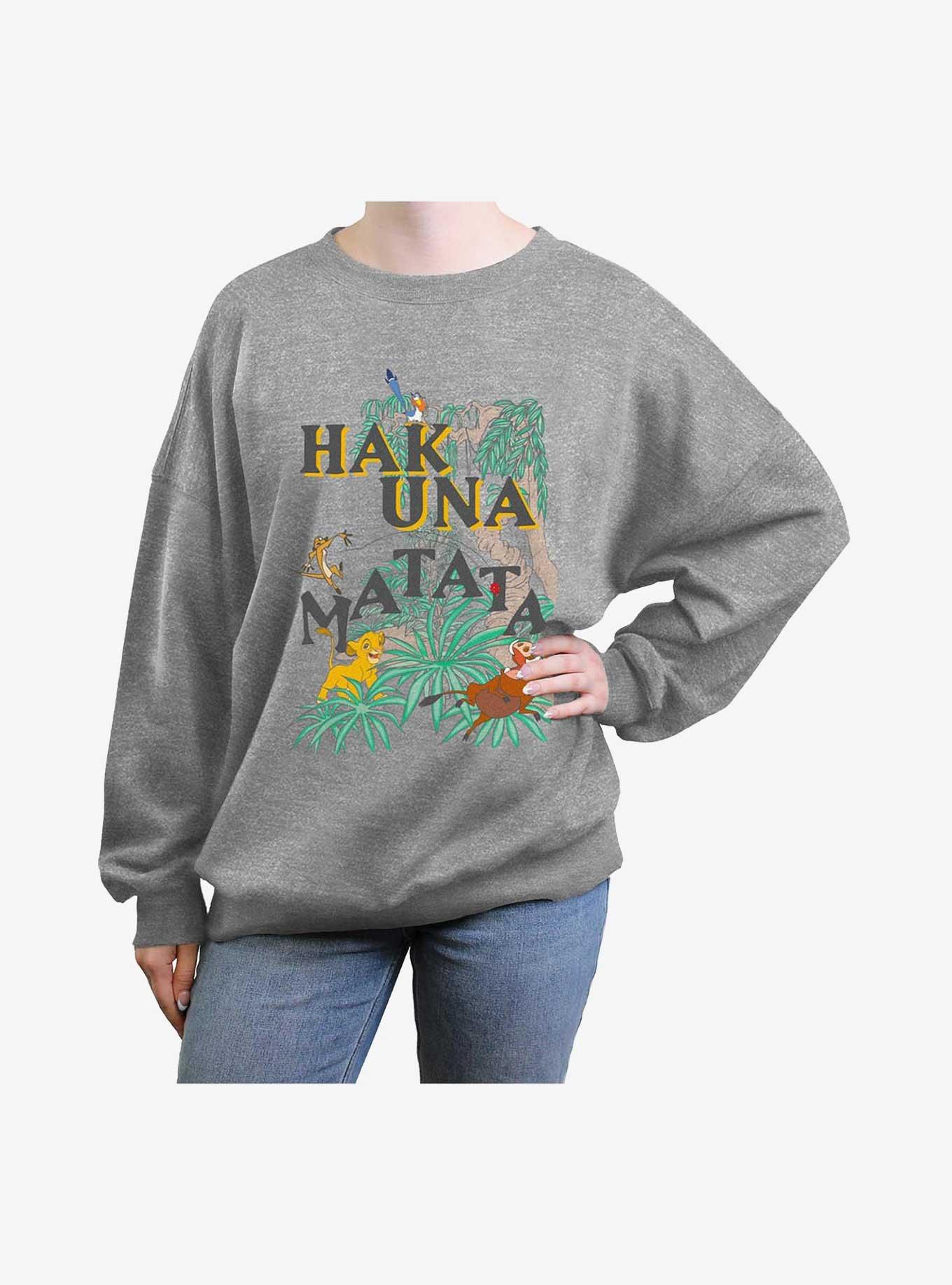 Disney The Lion King No Worries Girls Oversized Sweatshirt, HEATHER GR, hi-res
