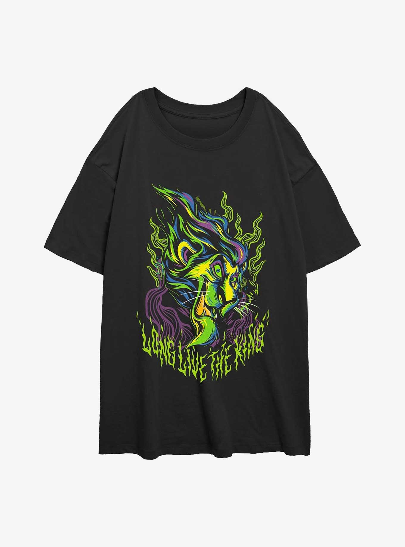 Disney The Lion King Long Live Scar Neon Girls Oversized T-Shirt, BLACK, hi-res