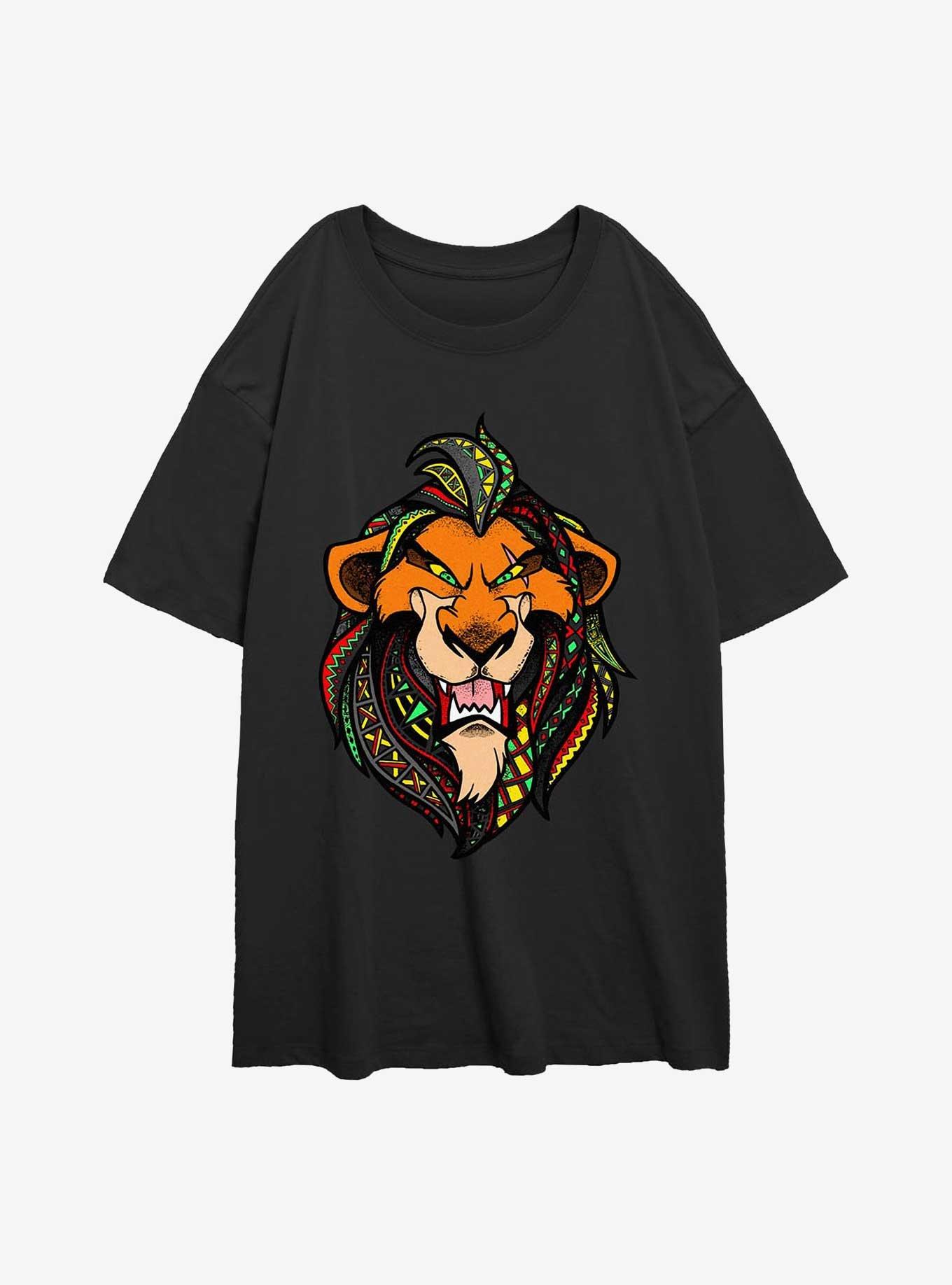 Disney The Lion King Scar In Pattern Girls Oversized T-Shirt