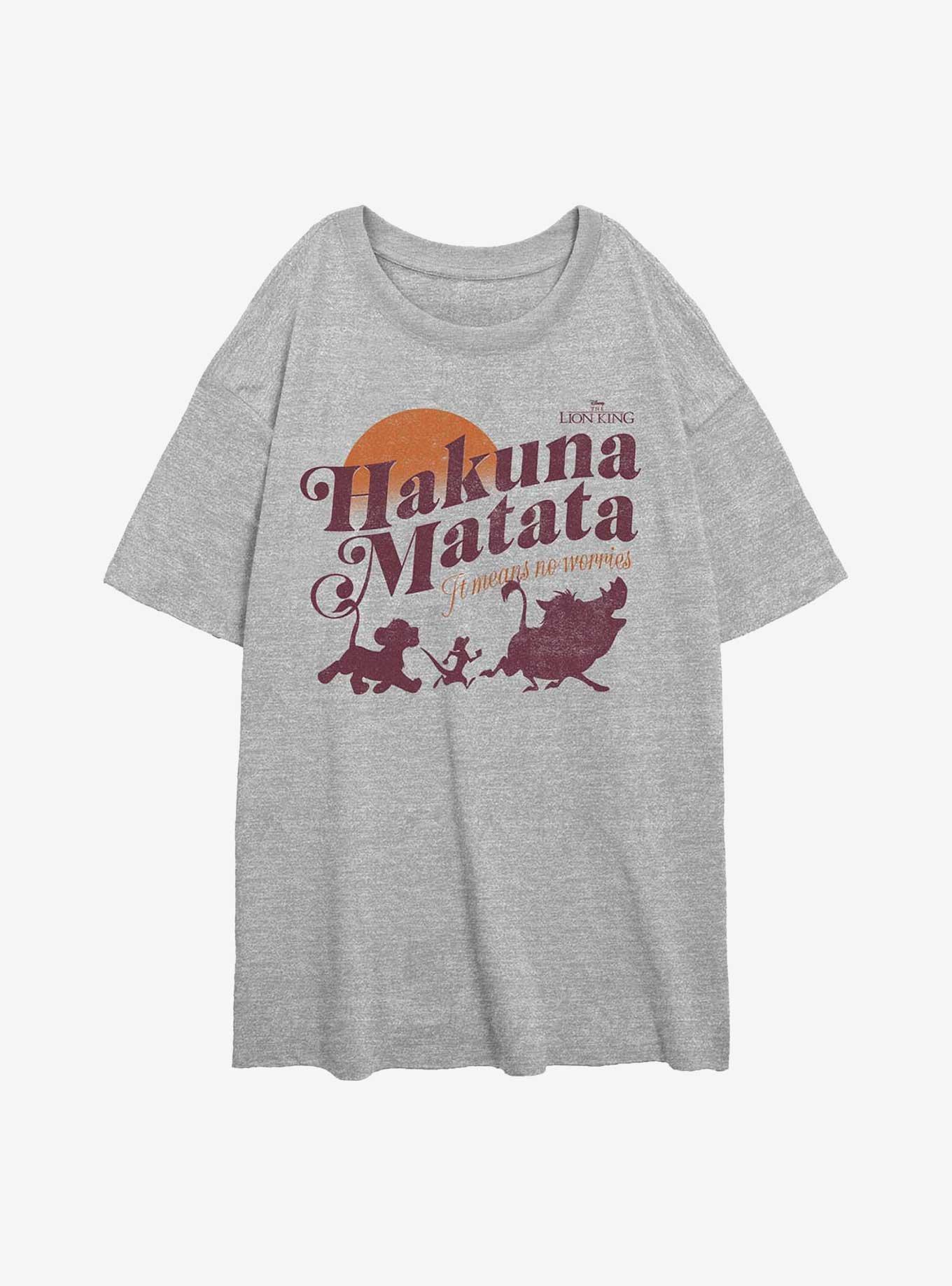 Disney The Lion King It Means No Worries Girls Oversized T-Shirt, ATH HTR, hi-res