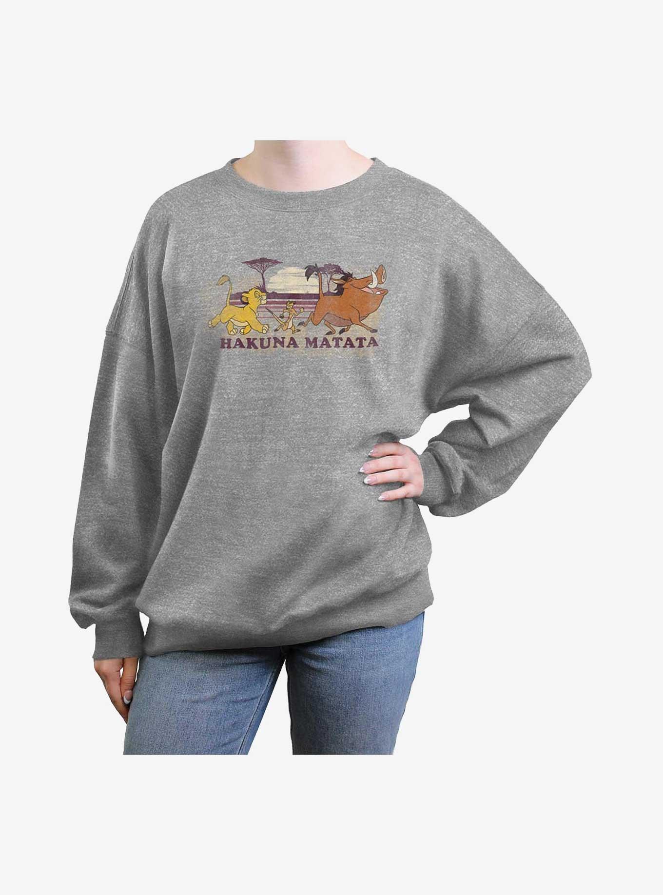 Disney The Lion King Hakuna Ma Walka Girls Oversized Sweatshirt, HEATHER GR, hi-res