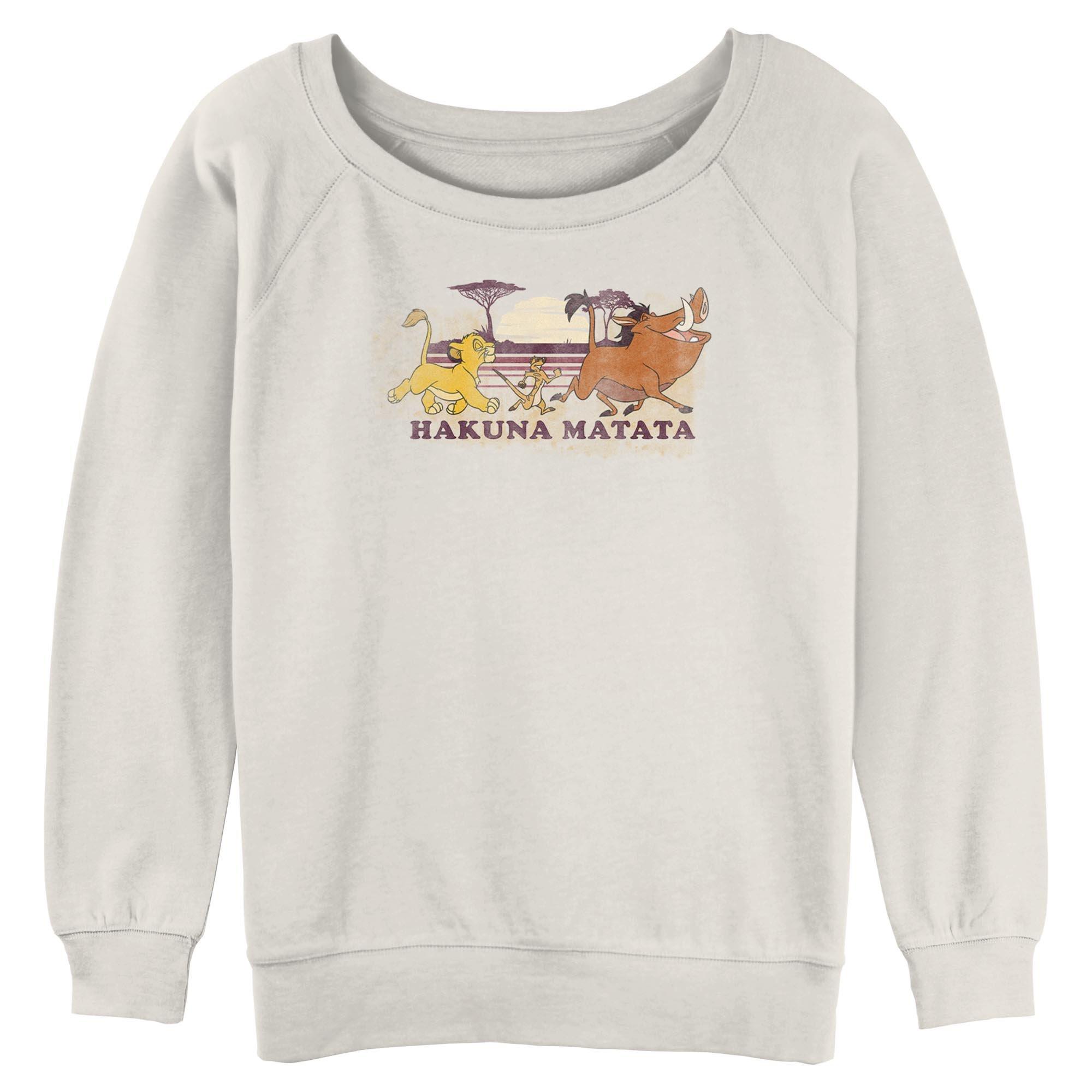 Disney The Lion King Hakuna Matata Walk Along Sunset Womens Slouchy Sweatshirt, EGRET, hi-res