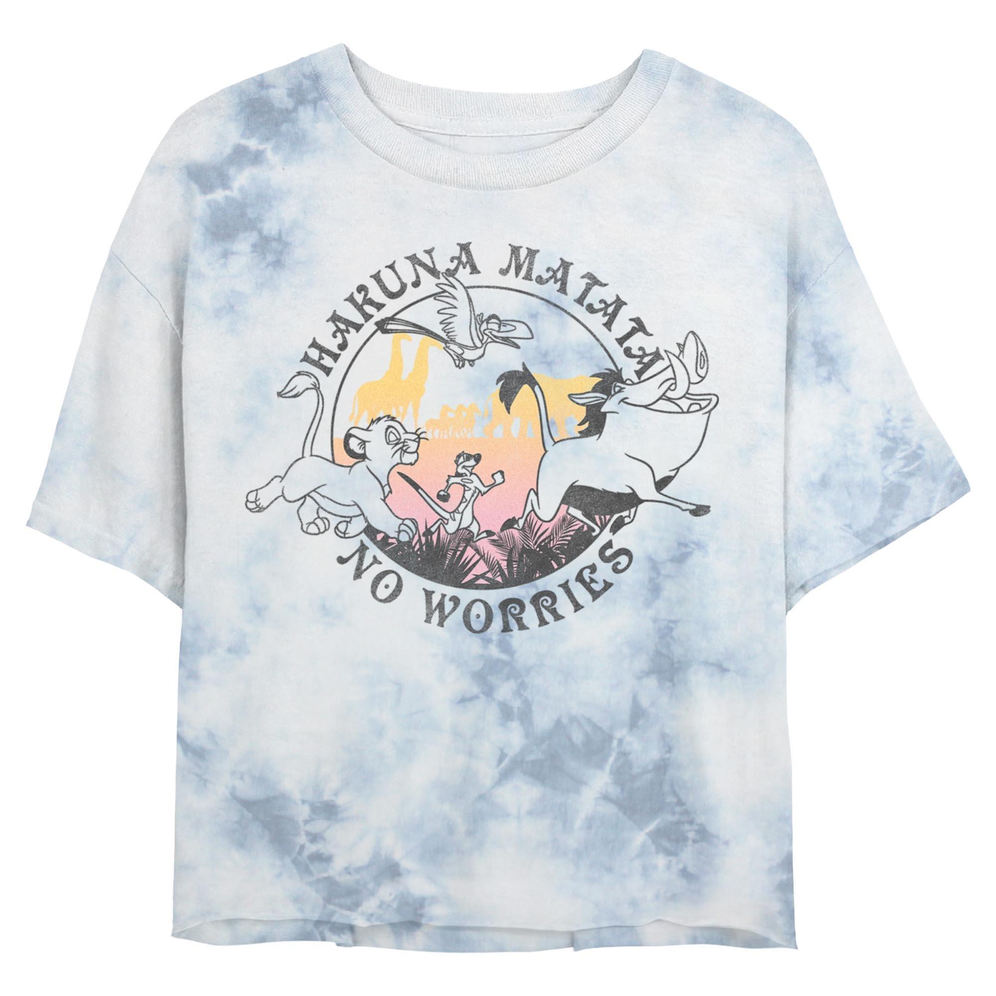 Disney The Lion King Hakuna Matata No Worries Circle Tie Dye Crop Womens T-Shirt, WHITEBLUE, hi-res