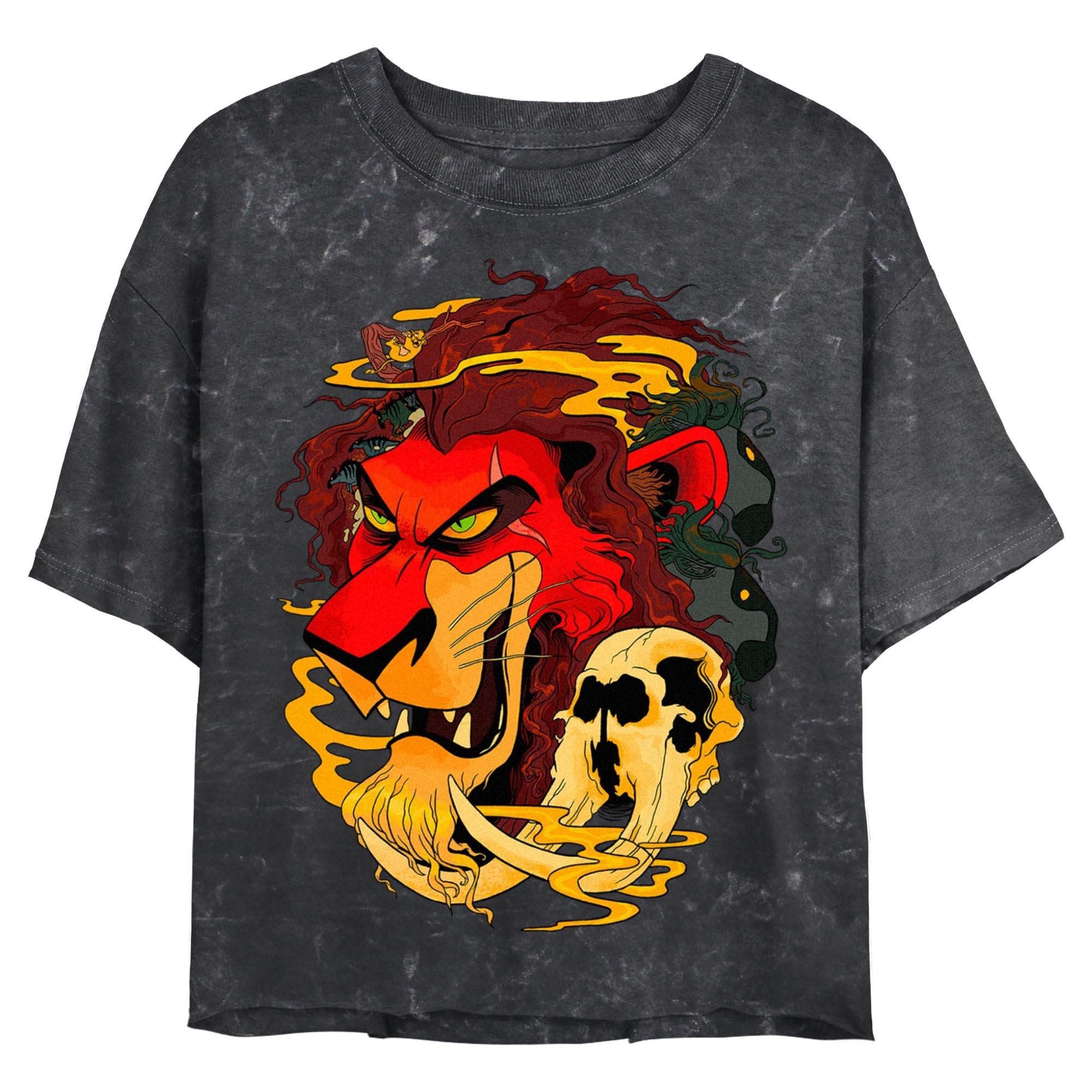 Disney The Lion King Scar Smoke Waves Mineral Wash Womens Crop T-Shirt, , hi-res