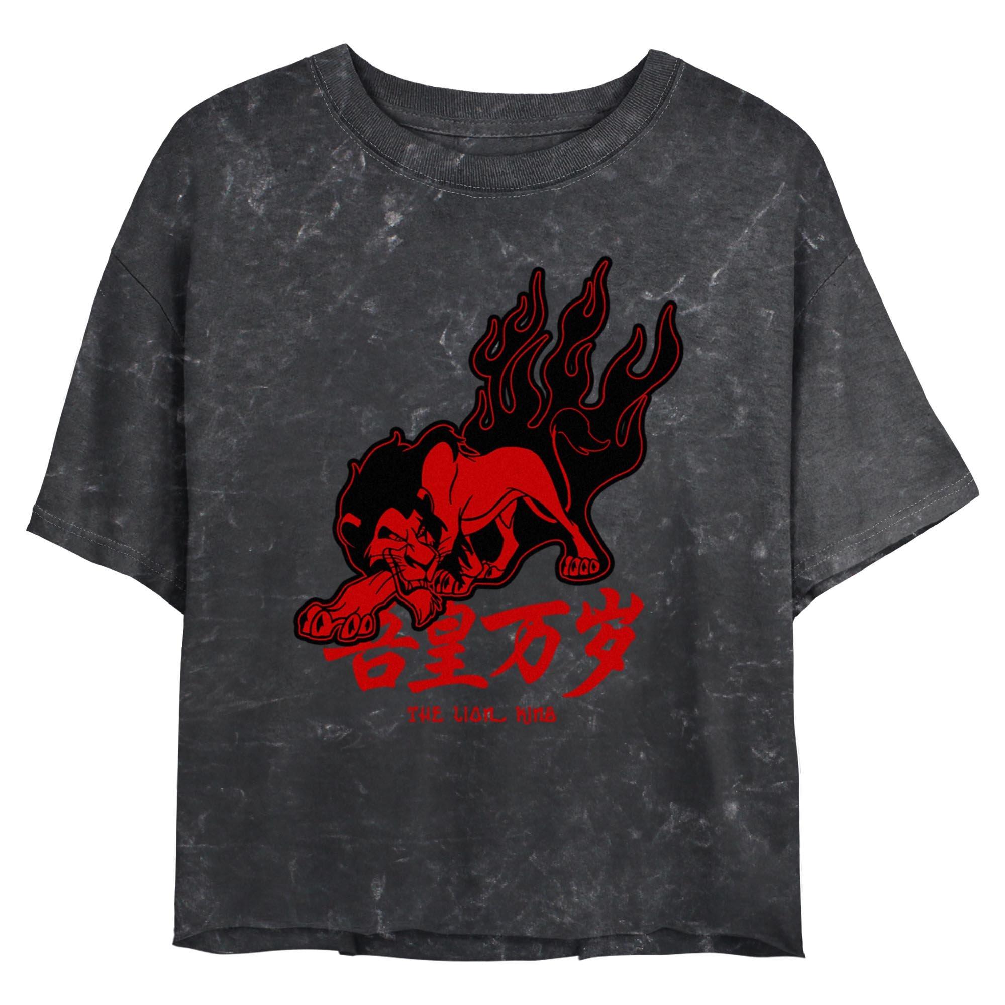 Disney The Lion King Red Flames Scar Mineral Wash Womens Crop T-Shirt, , hi-res