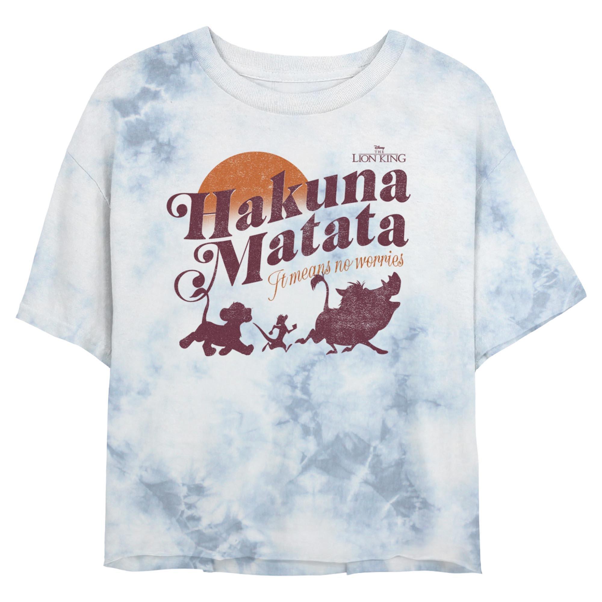 Disney The Lion King Hakuna Matata No Worries Tie Dye Crop Womens T-Shirt, WHITEBLUE, hi-res