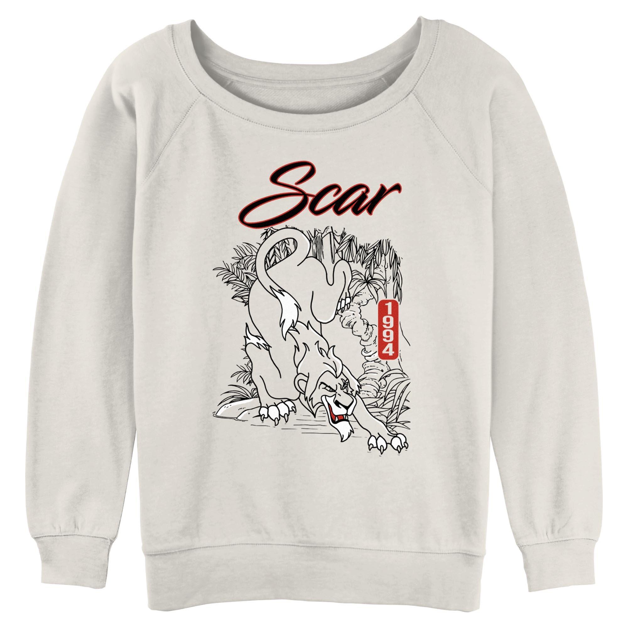 Disney The Lion King Scar 1994 Retro Womens Slouchy Sweatshirt, EGRET, hi-res
