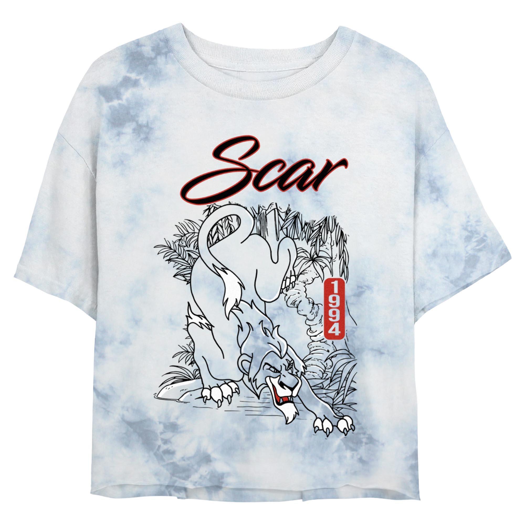 Disney The Lion King Scar 1994 Retro Tie Dye Crop Womens T-Shirt, WHITEBLUE, hi-res