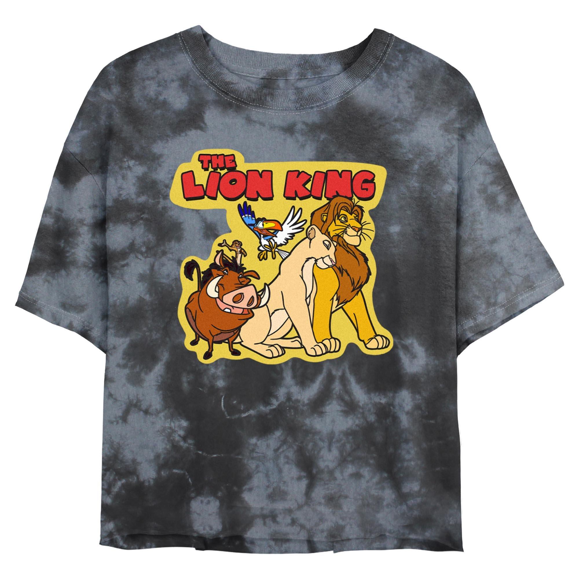 Disney The Lion King Group Cut Out Tie Dye Crop Womens T-Shirt, BLKCHAR, hi-res