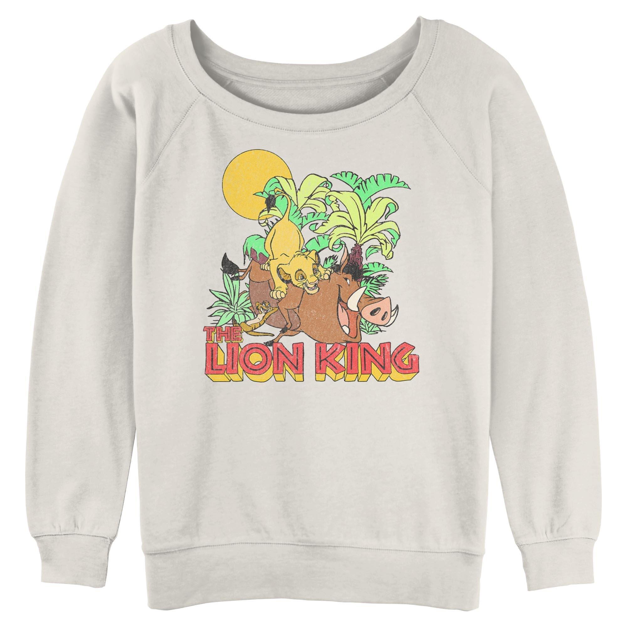 Disney The Lion King Jungle Play Womens Slouchy Sweatshirt, EGRET, hi-res