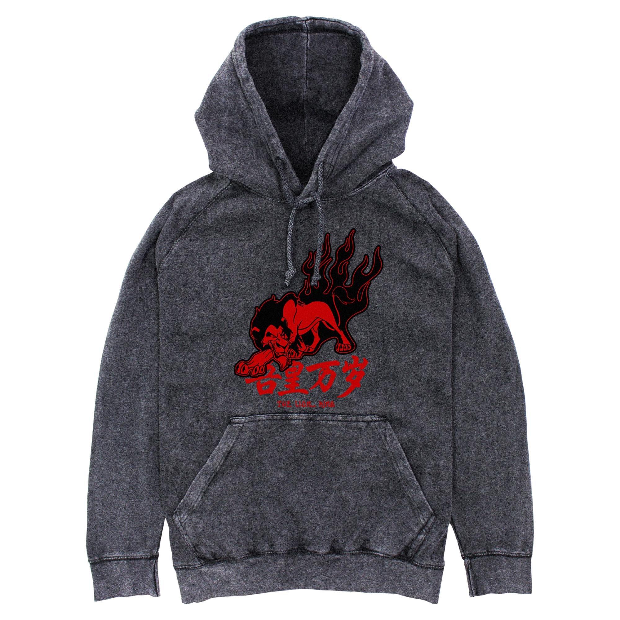 Disney The Lion King Red Flames Scar Mineral Wash Hoodie, BLACK, hi-res