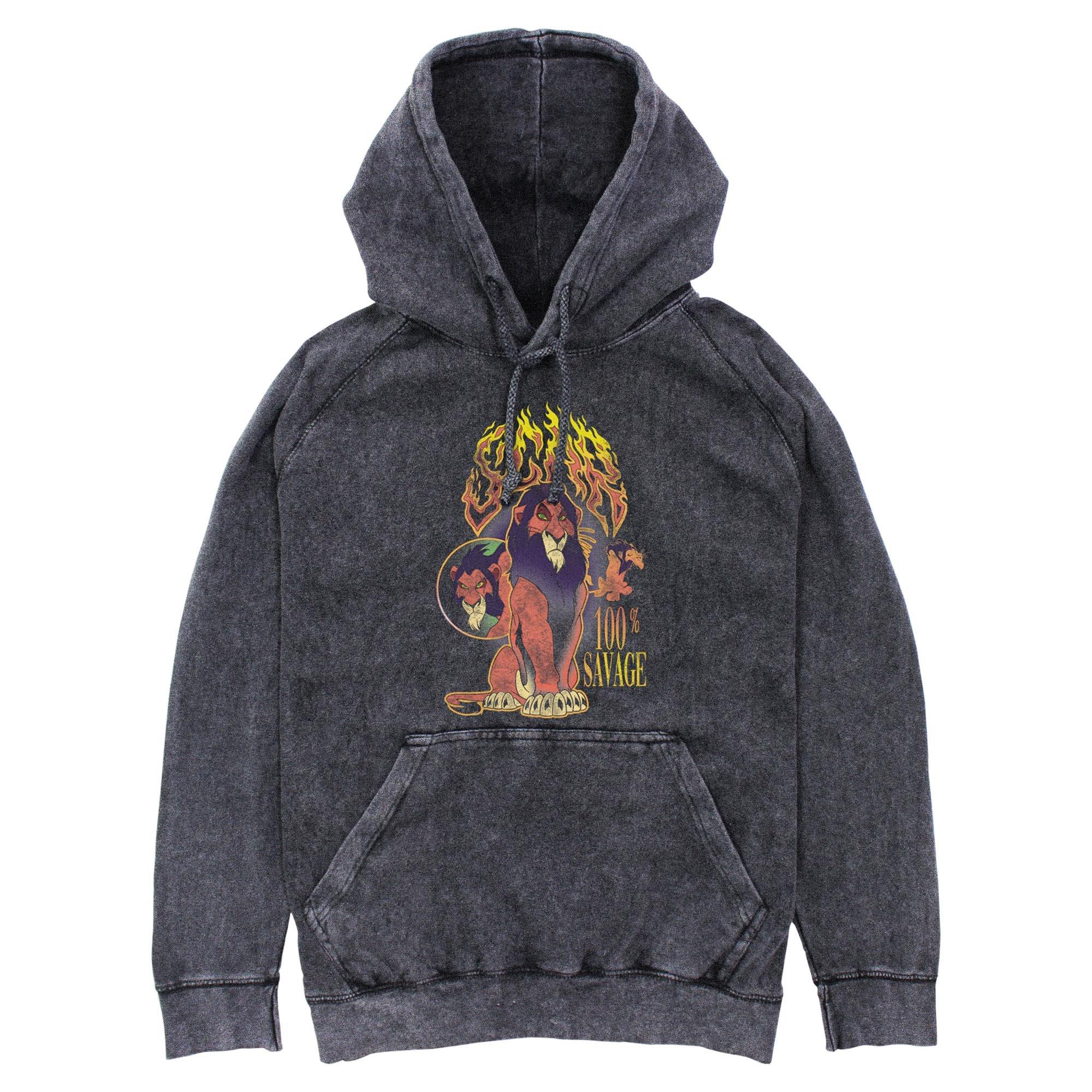 Disney The Lion King Scar 100 Percent Savage Mineral Wash Hoodie, BLACK, hi-res