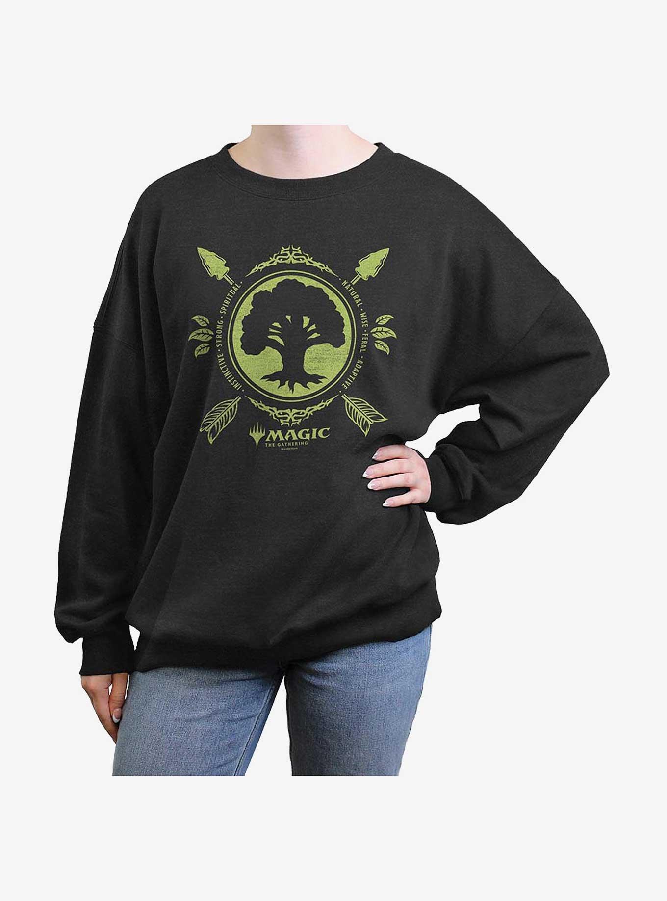 Magic: The Gathering Forest Mana Womens Oversized Sweatshirt, CHAR HTR, hi-res