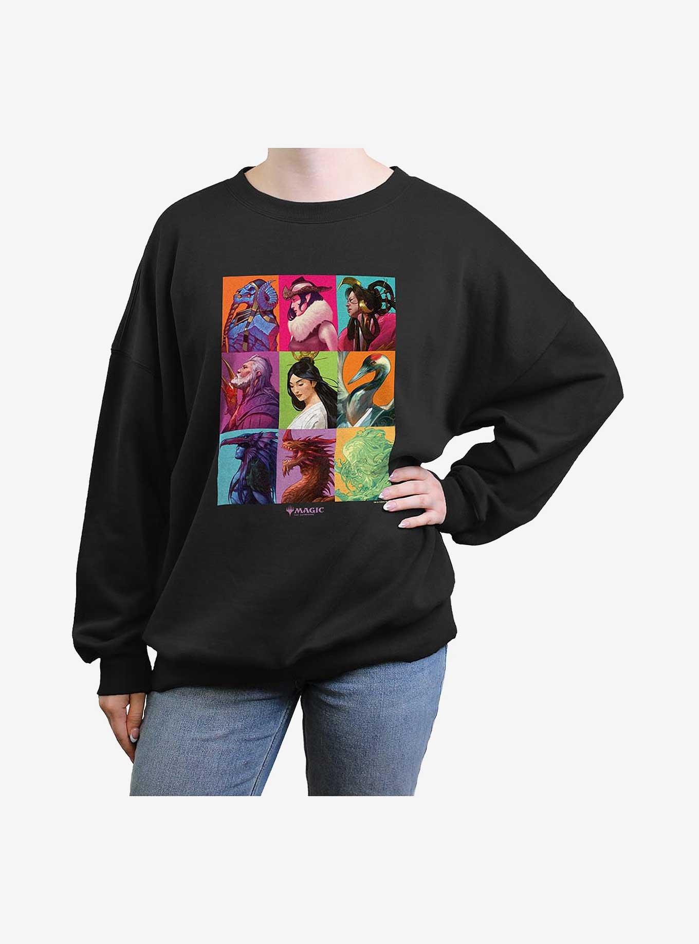 Magic: The Gathering Commander Masters Panels Womens Oversized Sweatshirt, BLACK, hi-res
