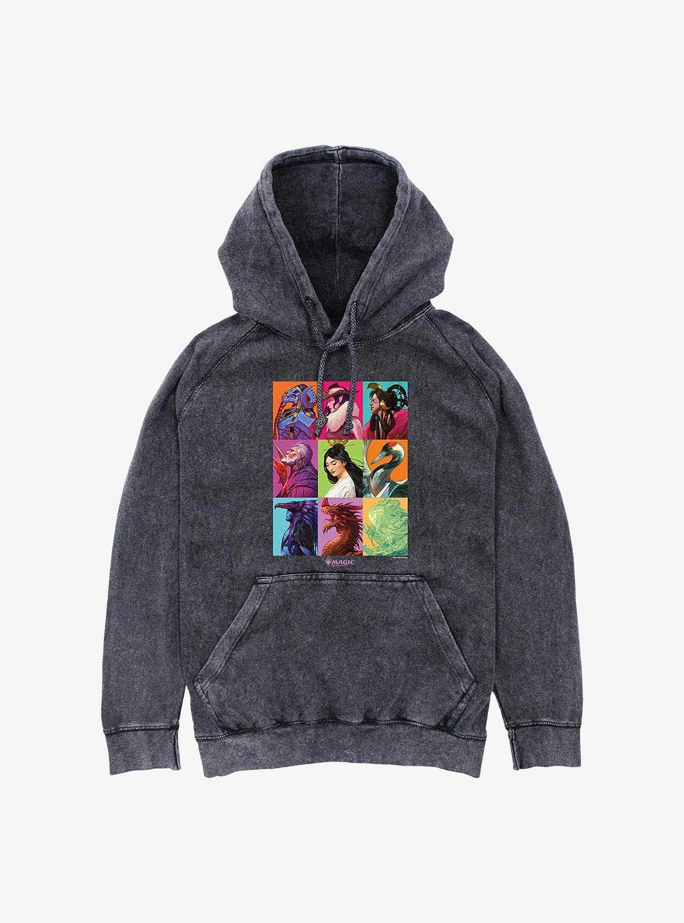 Magic: The Gathering Commander Masters Panels Mineral Wash Hoodie, BLACK, hi-res