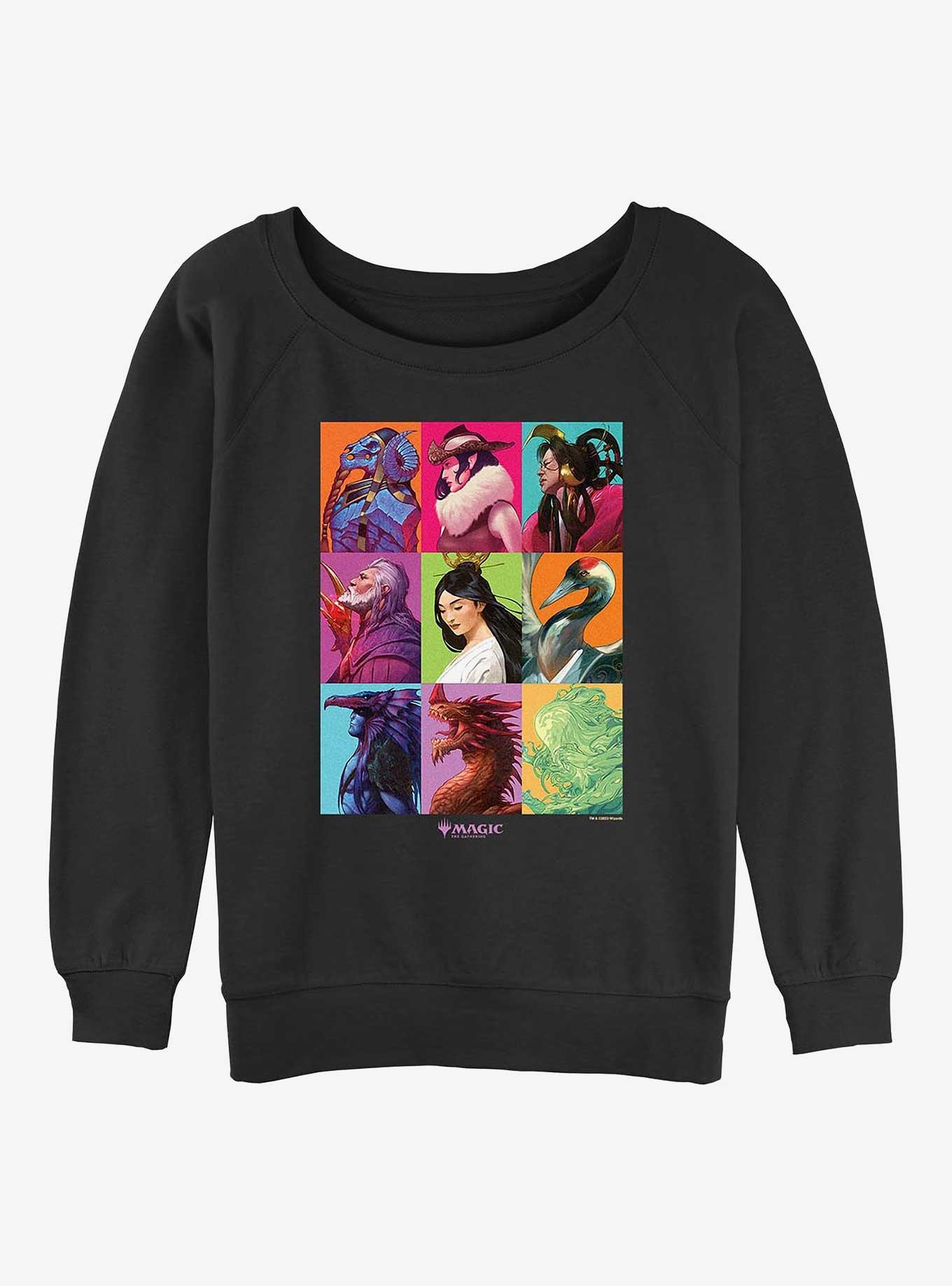 Magic: The Gathering Commander Masters Panels Womens Slouchy Sweatshirt, BLACK, hi-res