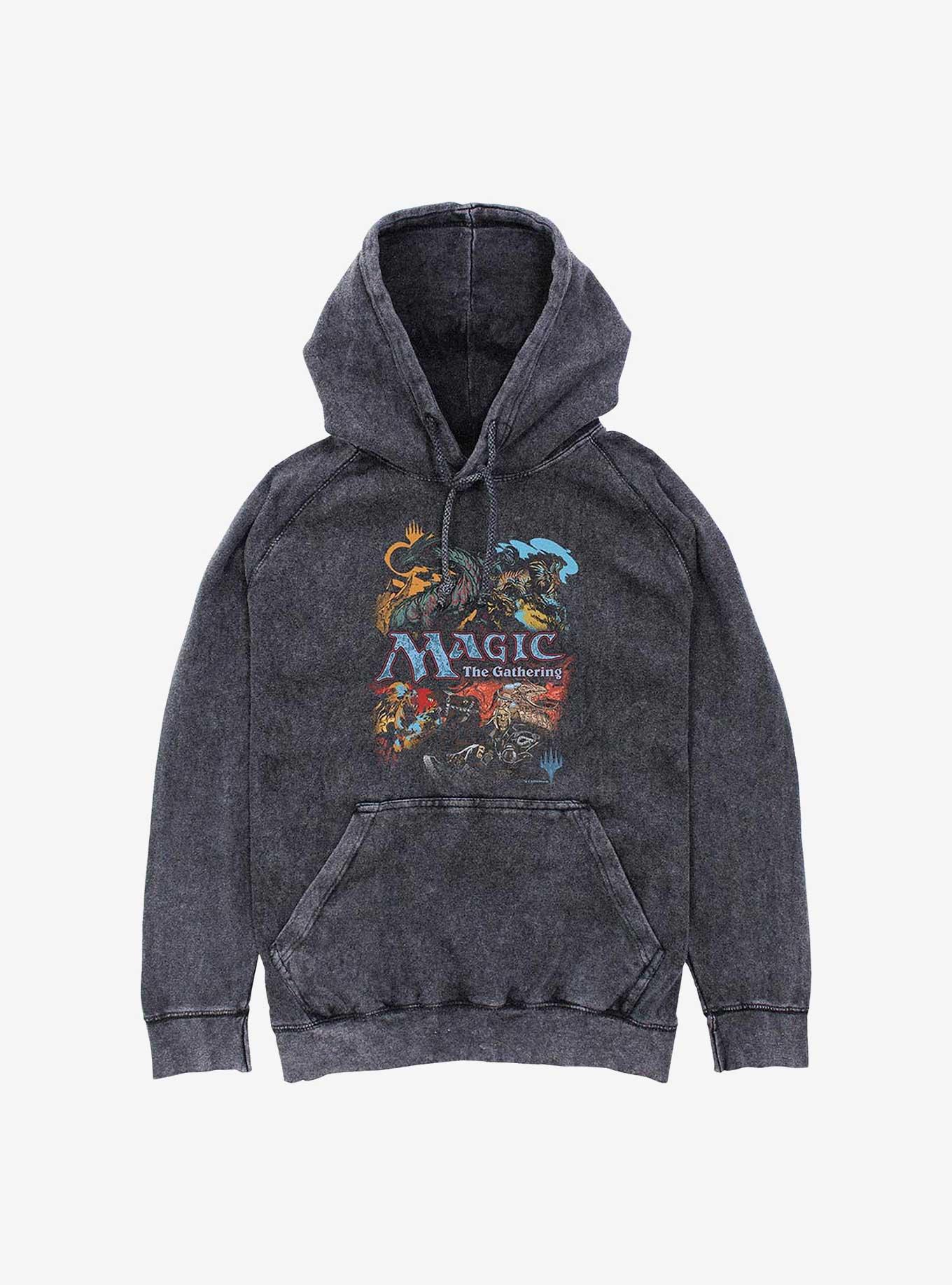 Magic: The Gathering Vintage Collage Mineral Wash Hoodie, BLACK, hi-res